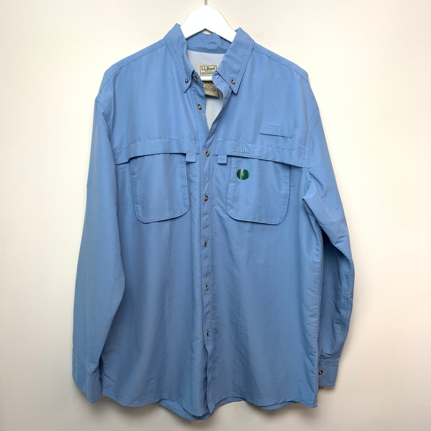 L.L. Bean Tropicwear Style Shirt Light Blue Large Outdoorsman Fishing