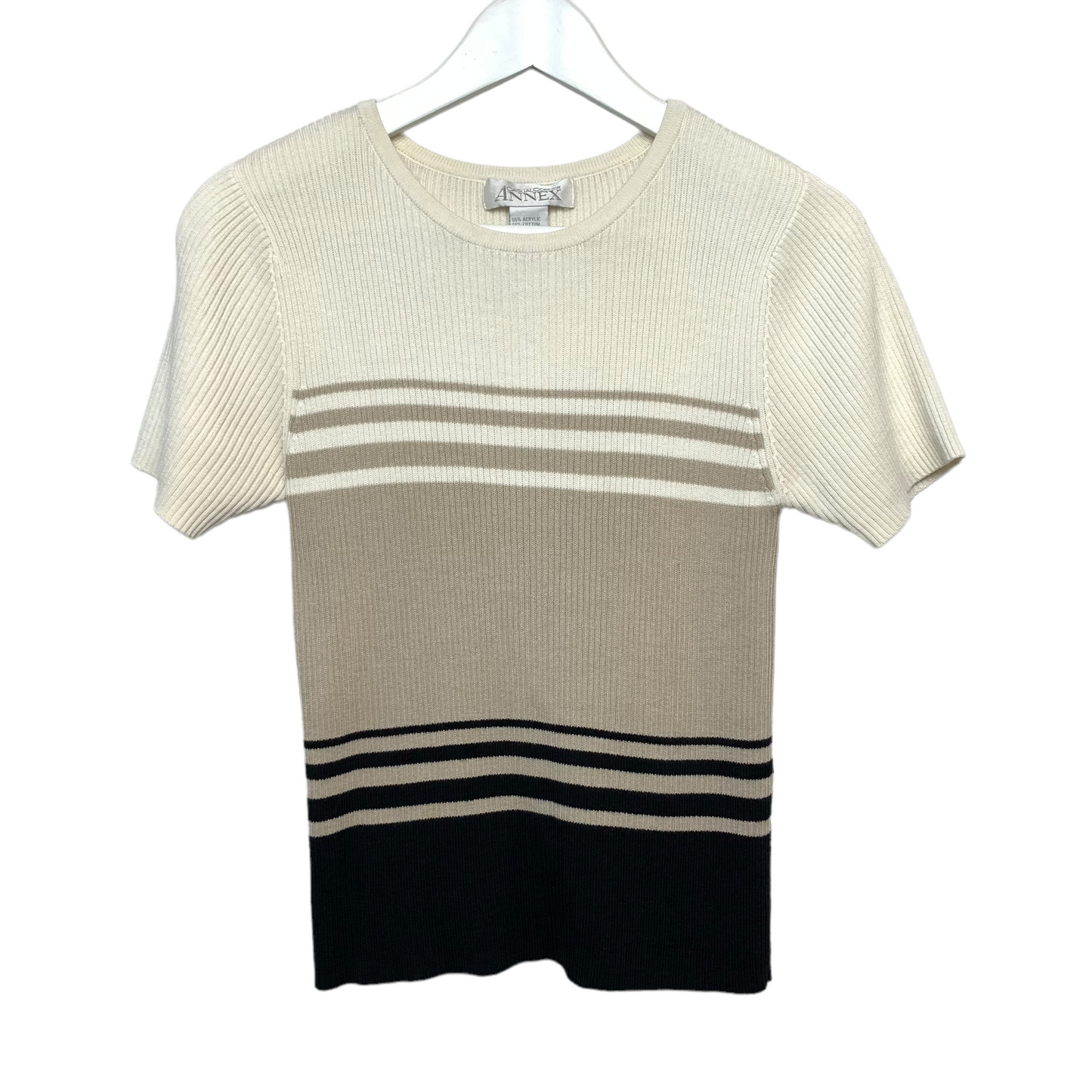 Vintage 90s Casual Corner Neutral Ribbed Baby Tee Small