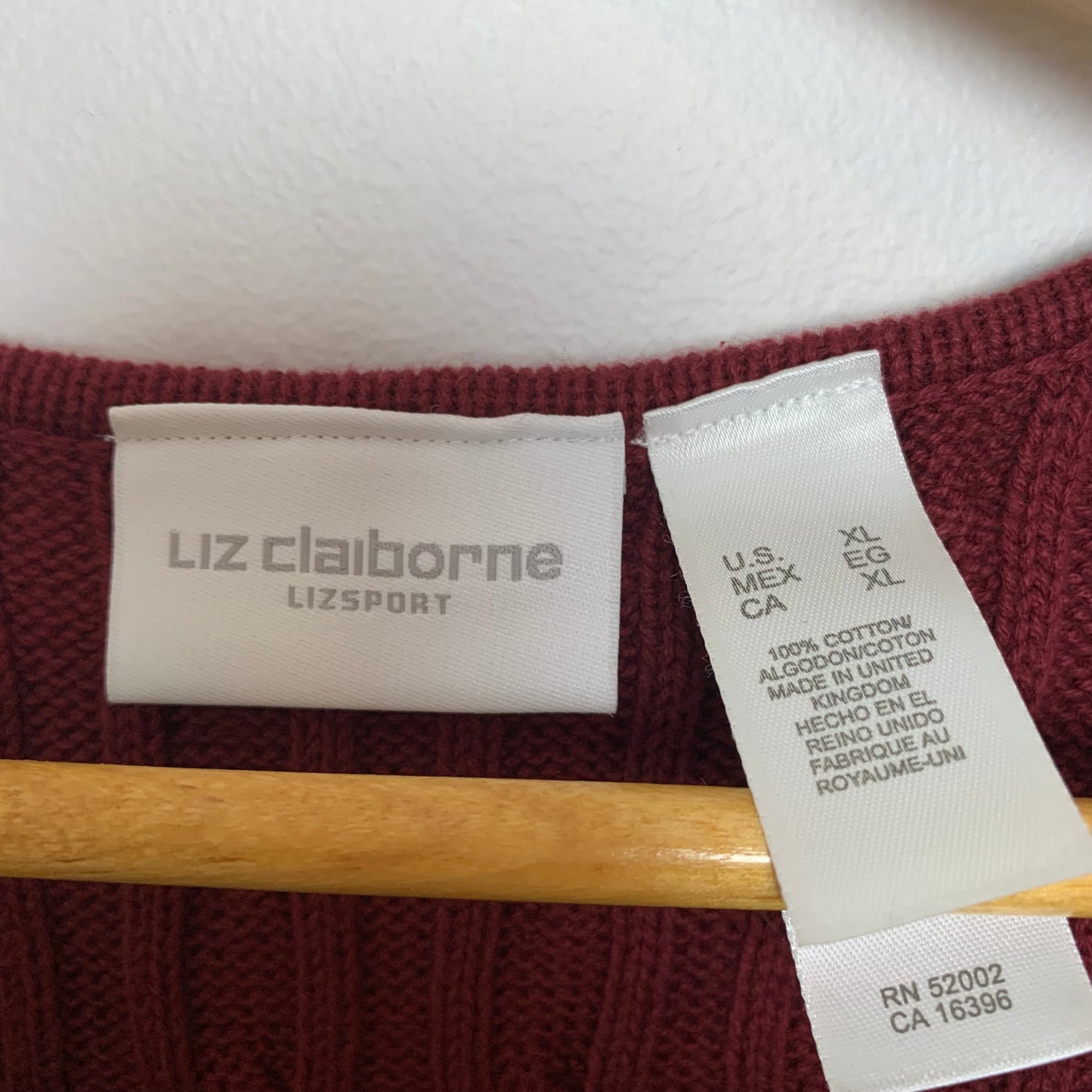 90s Liz Claiborne Wine Red Sweater Vest XL Cotton
