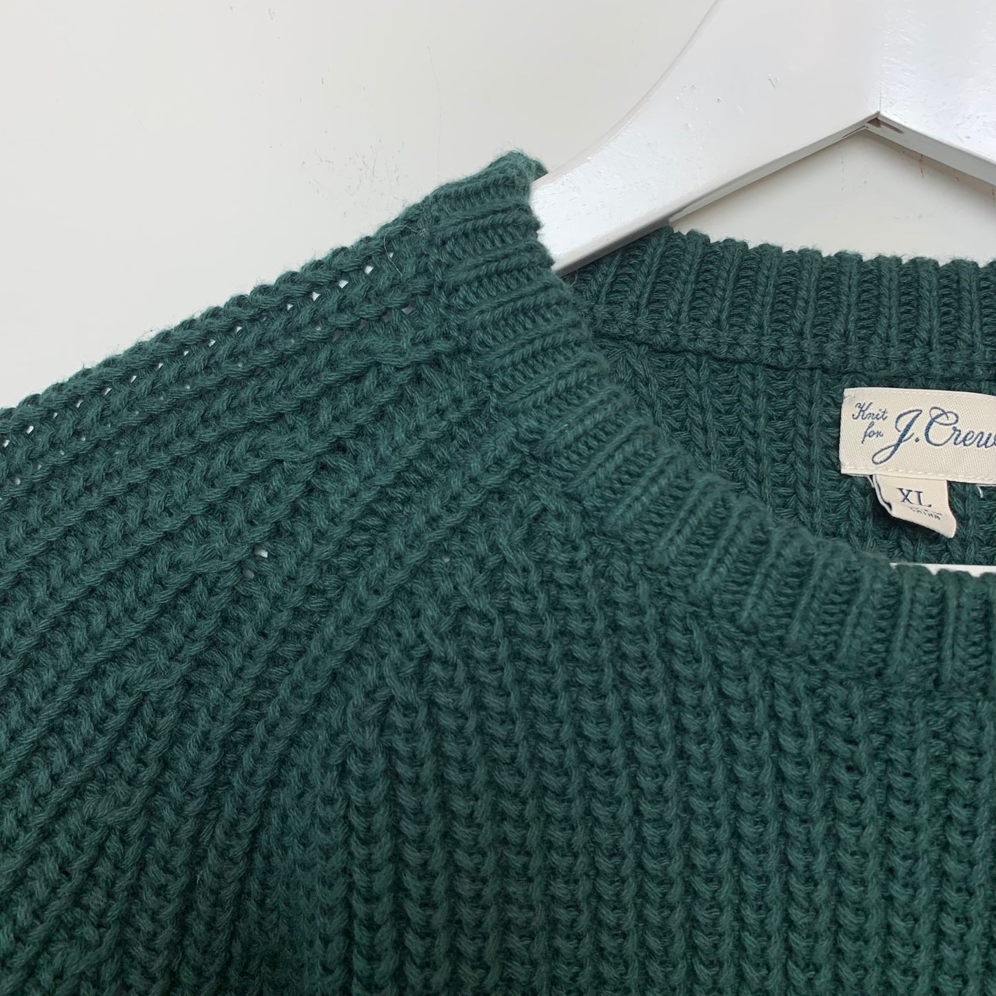 J. Crew Forest Green Sweater Classic Cotton Crewneck Pullover XL