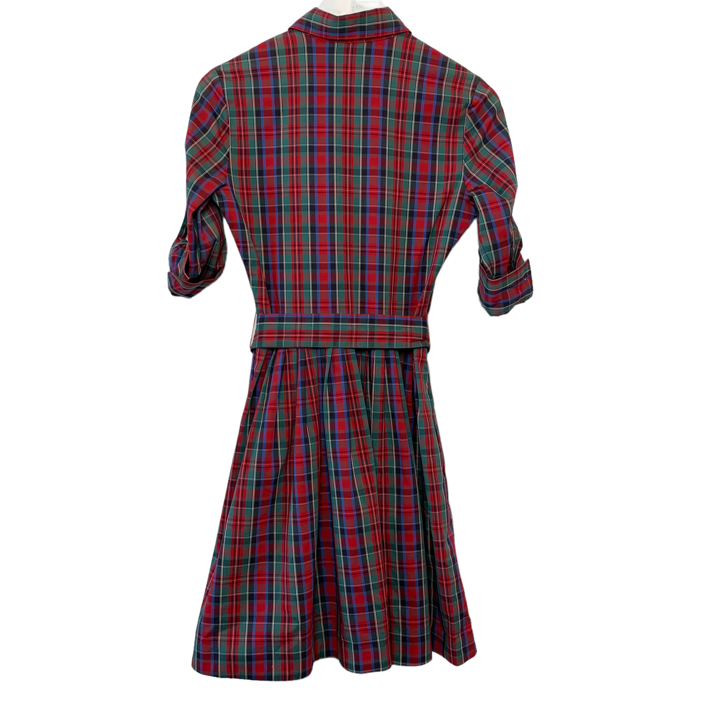 Lands' End Canvas Red Plaid Tartan Shirt Dress 0