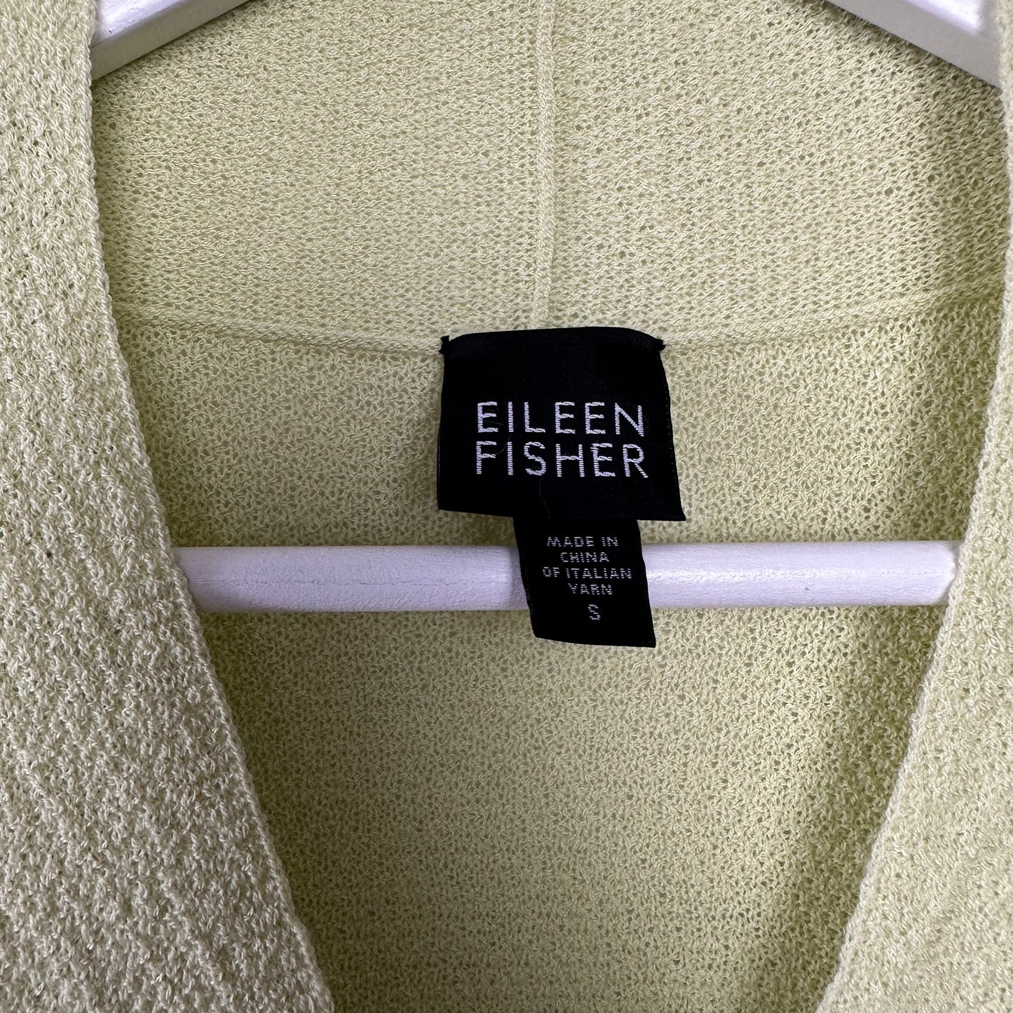 Eileen Fisher Knit Tunic Top Chartreuse Green Wrap Small Wool