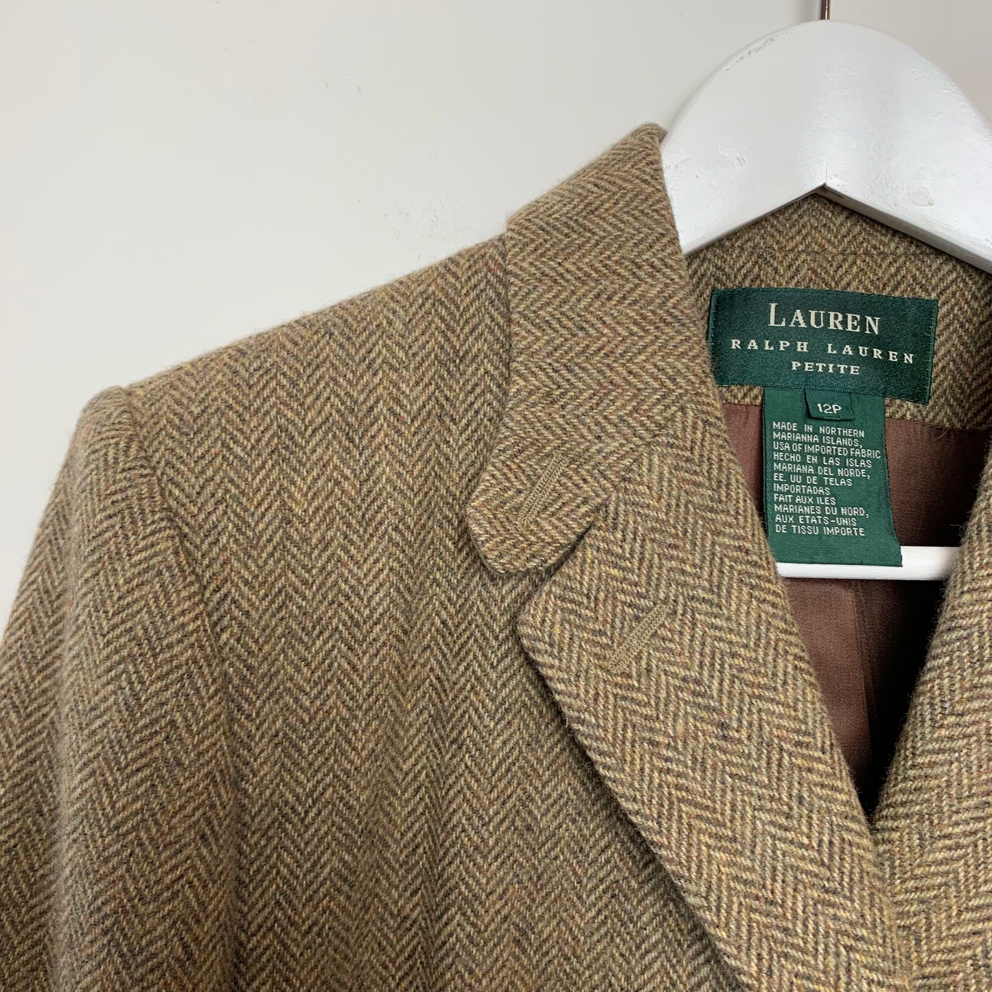Vintage Lauren Ralph Lauren Brown Tweed Blazer 12 Petite