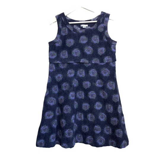 April Cornell Corduroy Mini Dress Jumper Navy Blue Floral Size Small