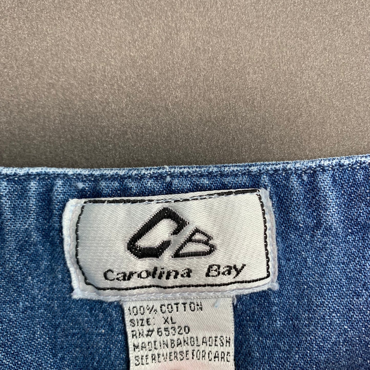 Vintage 90s Carolina Bay Denim Jean Jumper Maxi Dress with Embroidery XL