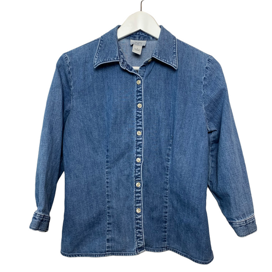 Vintage 90s Ann Taylor LOFT Denim Jean Shirt Button Down Cotton 6