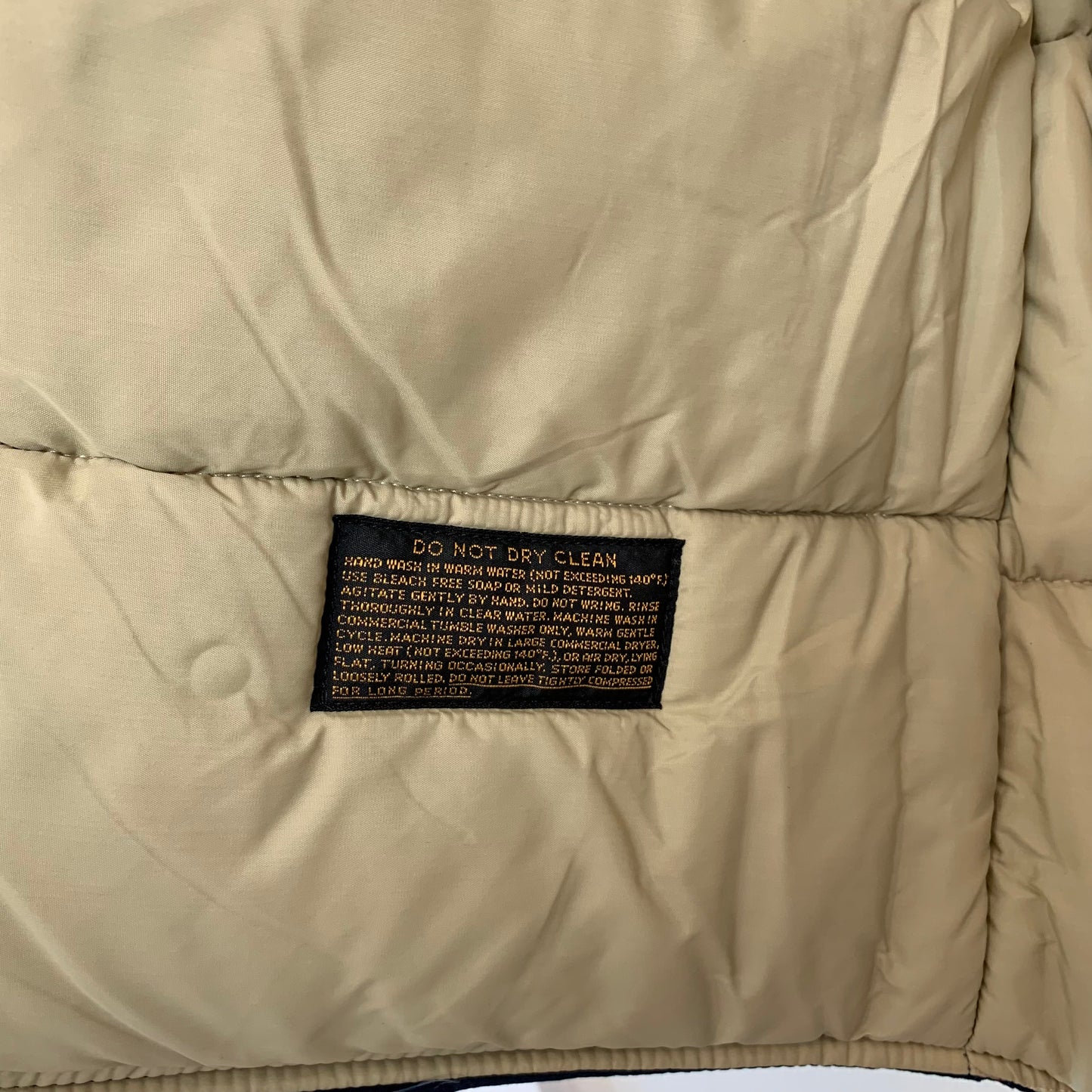 Vintage 80s Eddie Bauer Puffy Vest Tan Navy Blue Medium