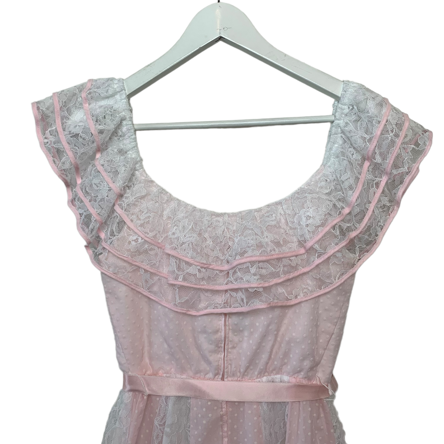 Vintage 70s 80s Alicia Pink Midi Dress Gown Small