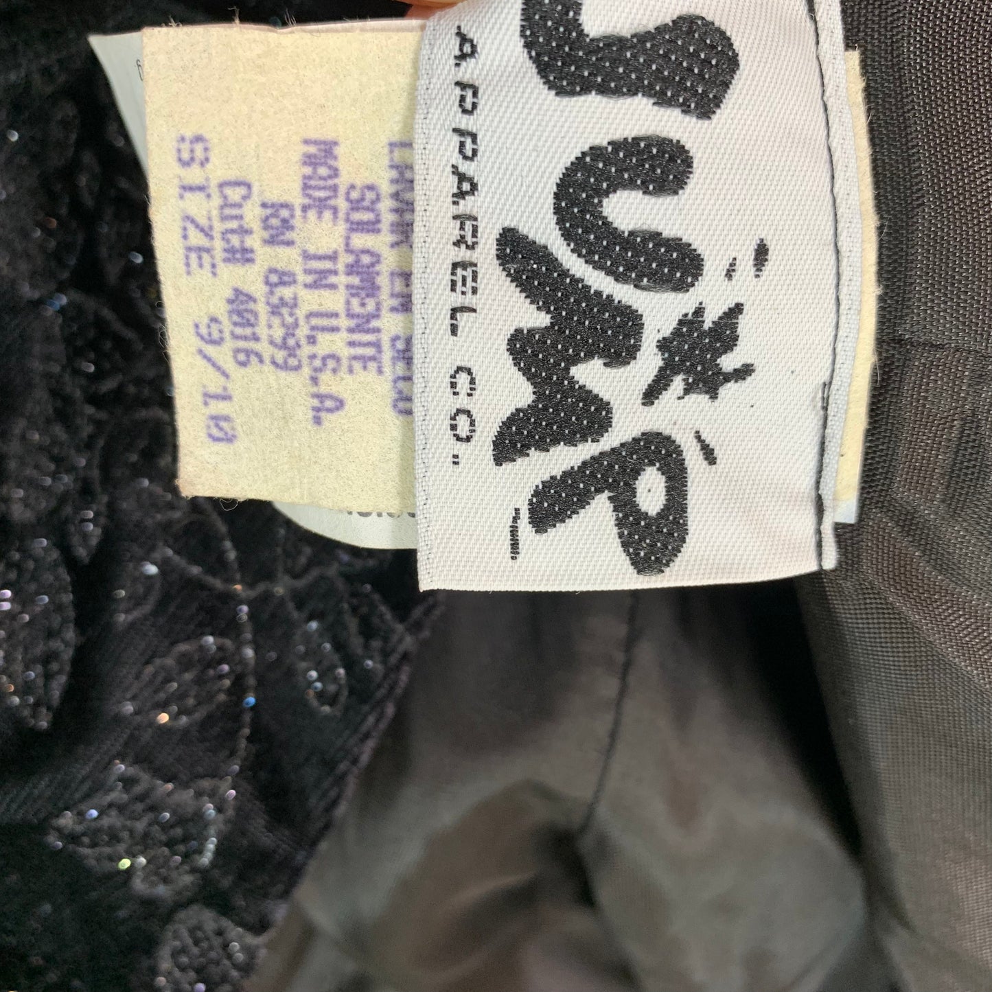 Vintage 90s Jump Black Velvet Glitter Halter Dress 9/10 Made in the USA