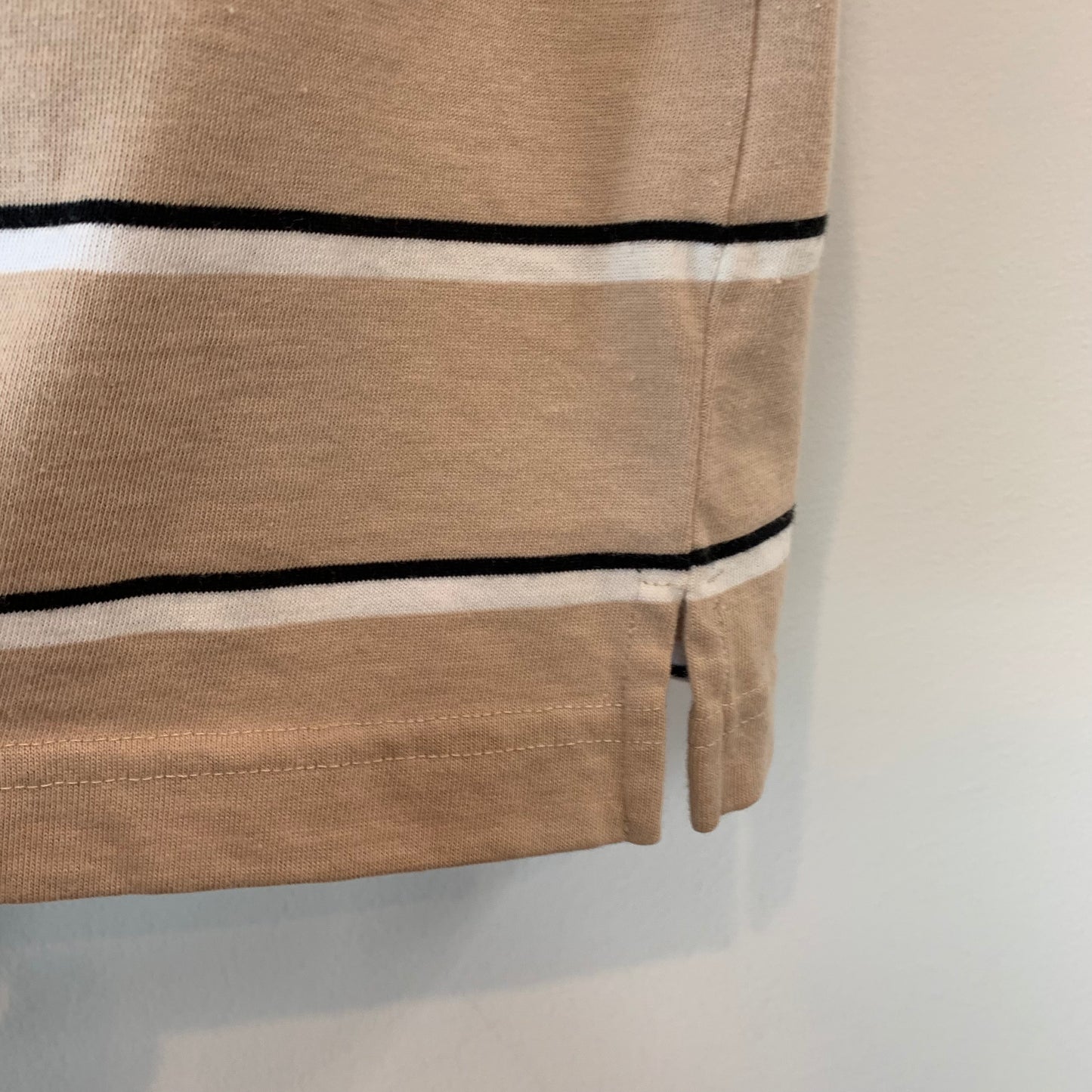 Vintage 90s Liz Claiborne Lizsport Tan Cotton Striped T-Shirt Small