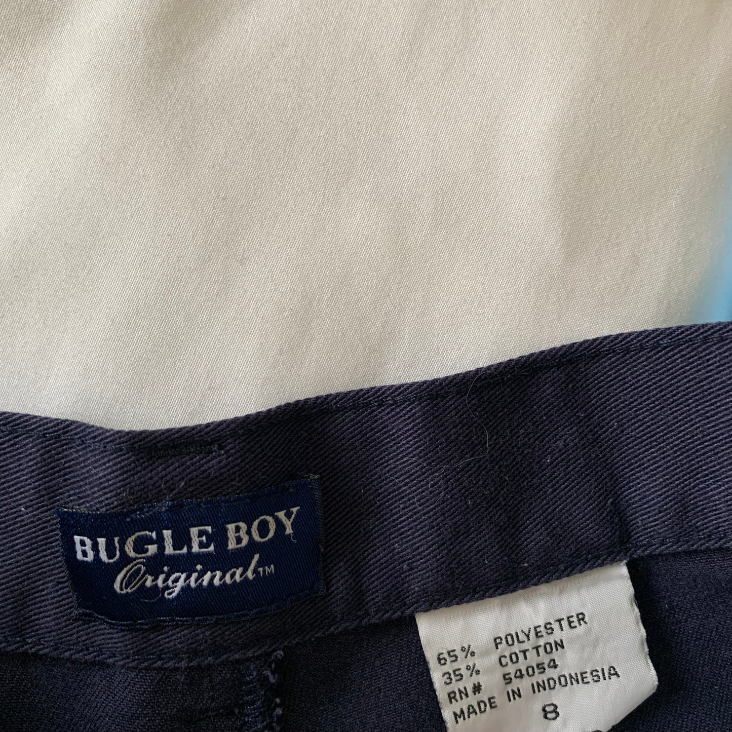 90s Bugle Boy Navy Blue High Rise Trouser Pants Pleated Straight Leg 26 inch waist