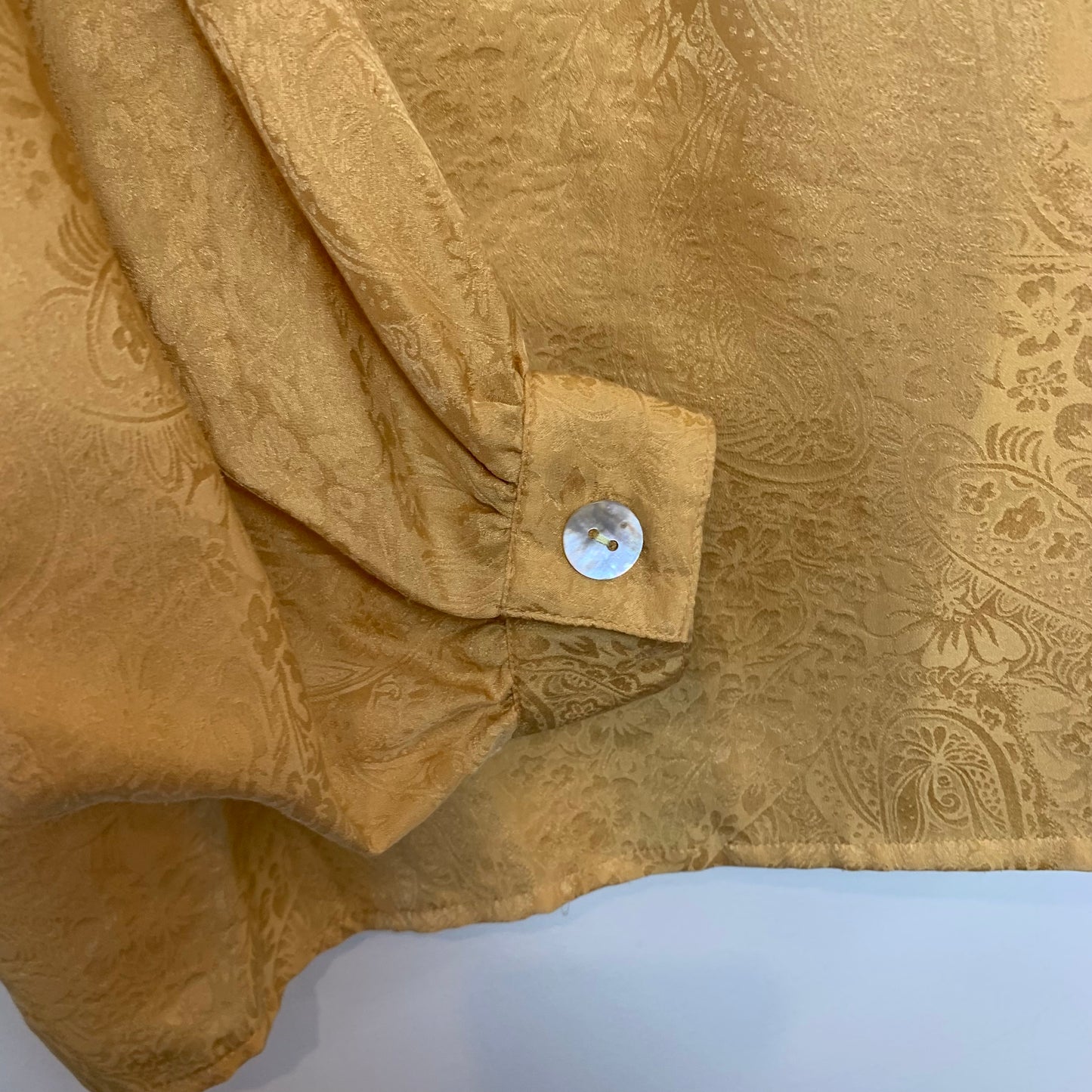 Vintage 80s Anna and Frank Silk Blouse Gold Medium