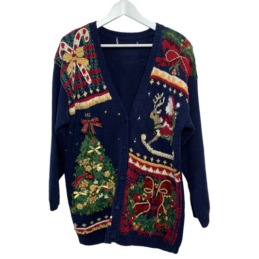 Vintage Christmas Chunky Knit Cardigan Sweater