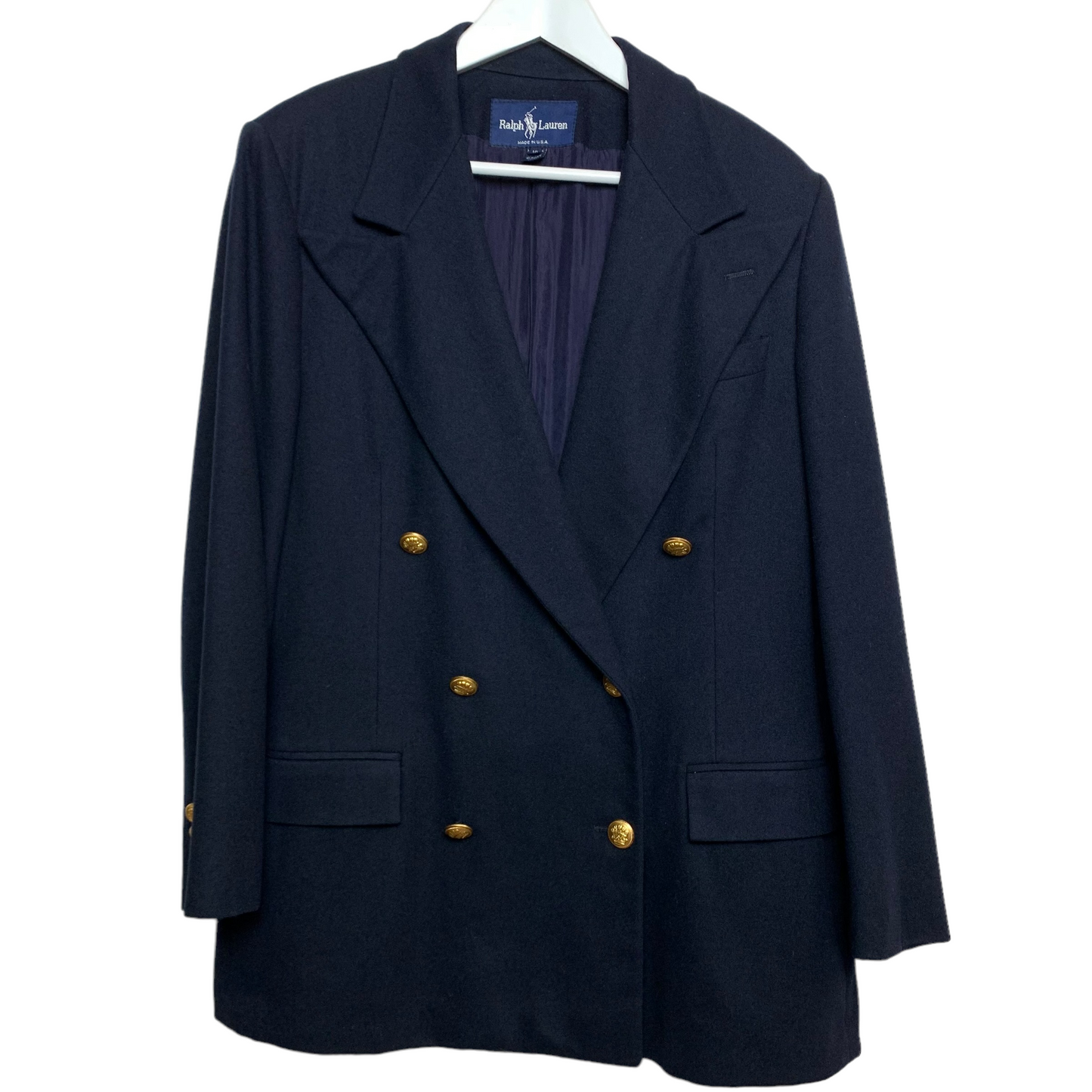 Vintage 80s Ralph Lauren Double Breasted Blazer Made in The USA Union Made