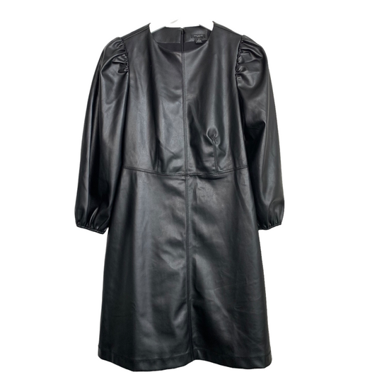 Ann Taylor Black Faux Leather Dress Size 2 Petite