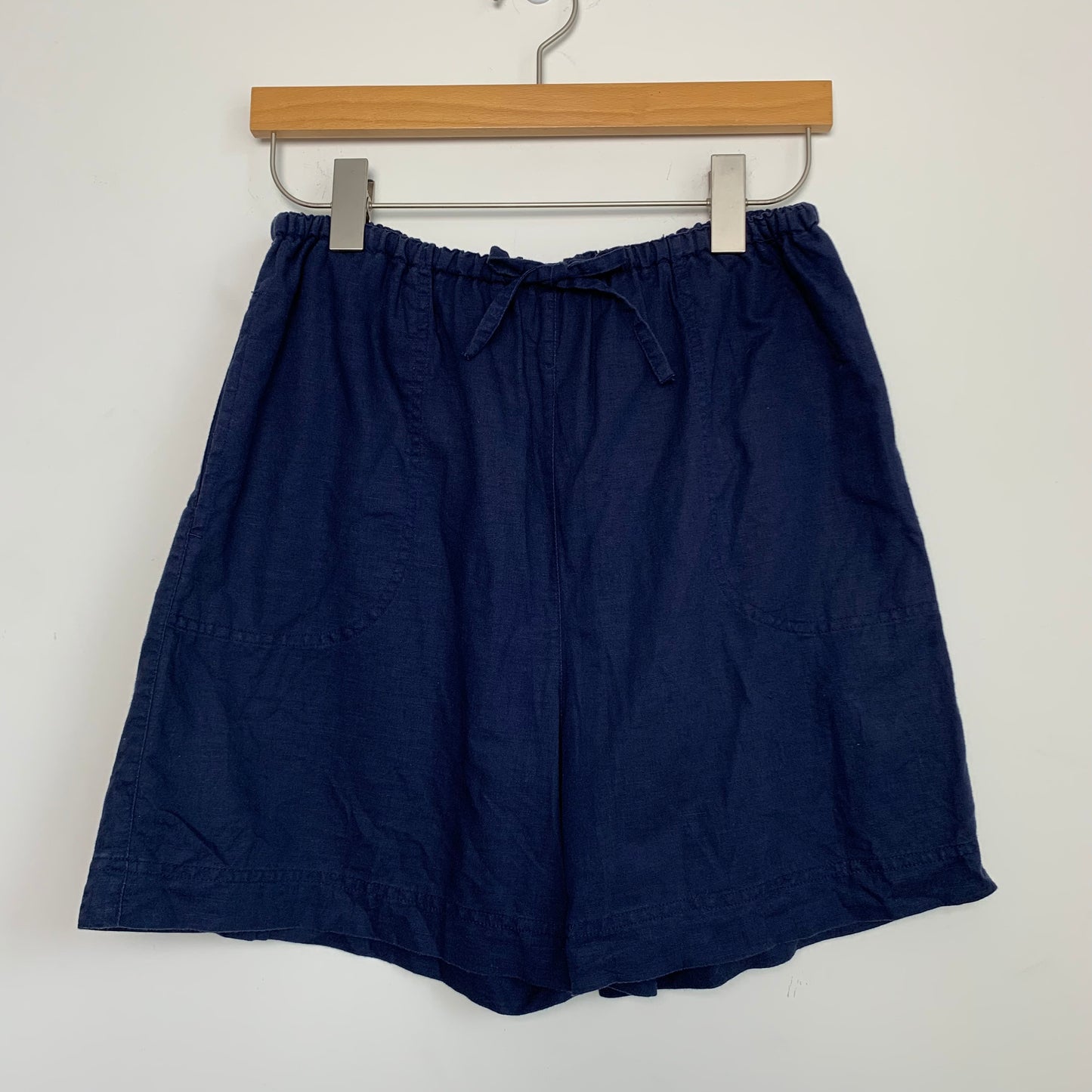 Vintage White Stag Navy Blue Drawstring Shorts Linen Cotton Small