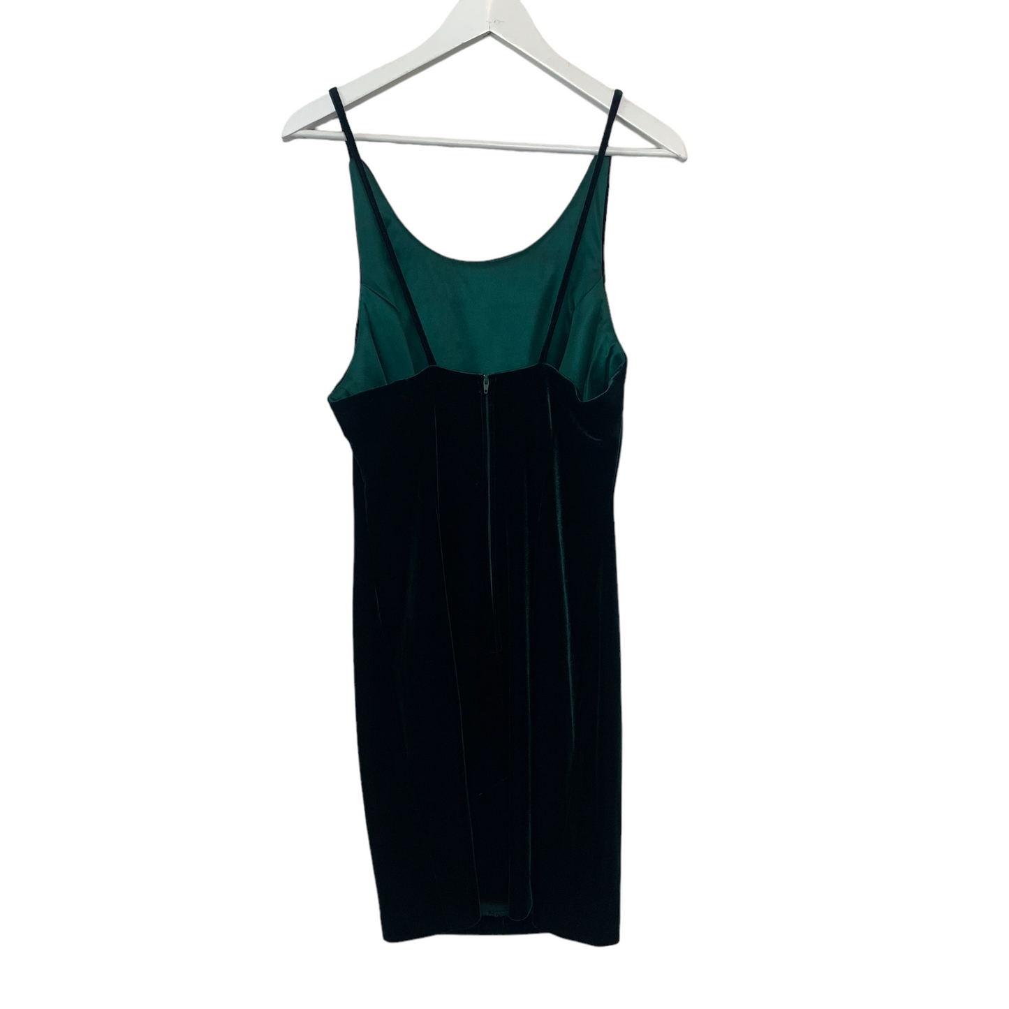 Vintage 80s 90s Dave & Johnny Emerald Green Velvet Dress 10
