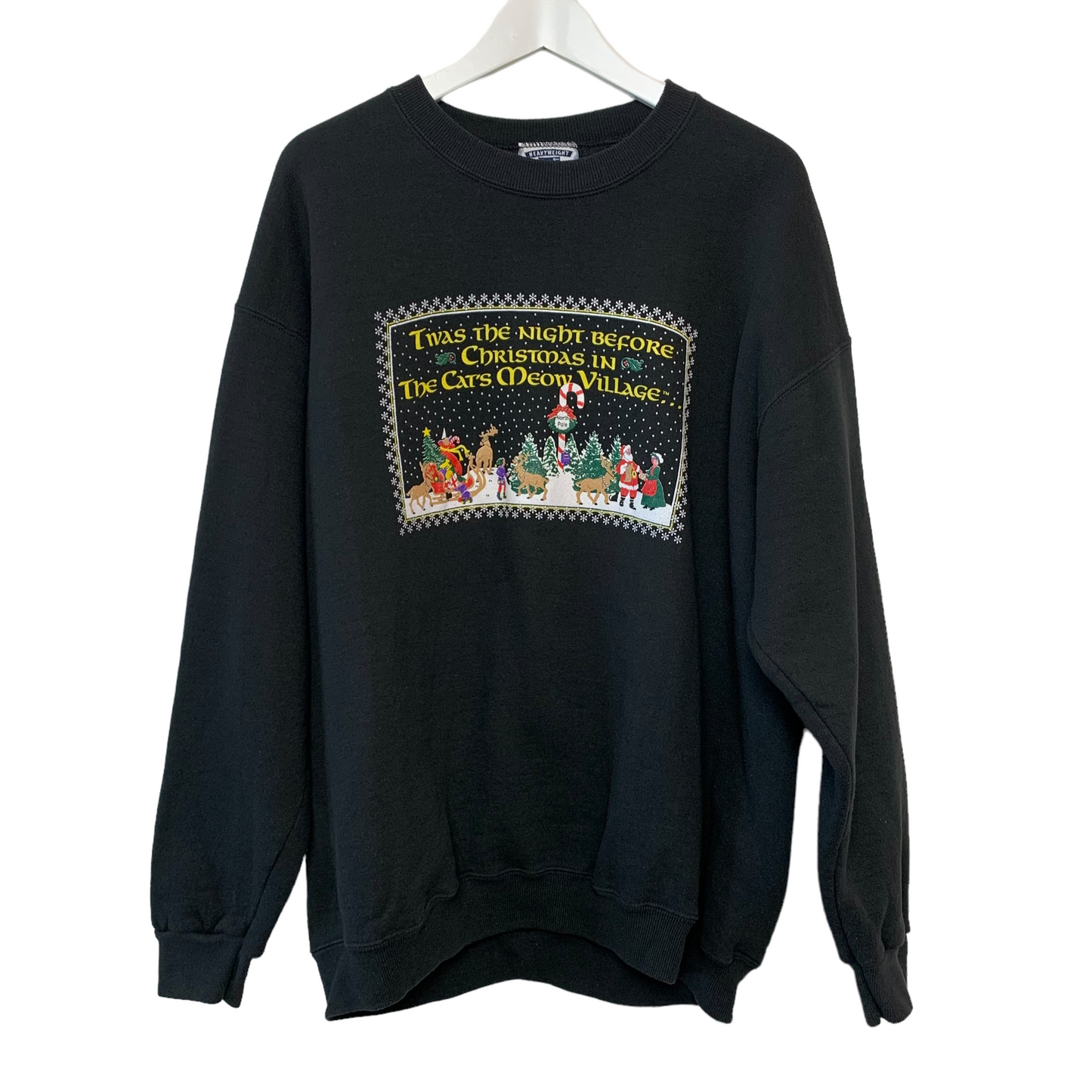 Vintage 90s Lee Cat's Meow Village Christmas Sweatshirt Made in the USA XL