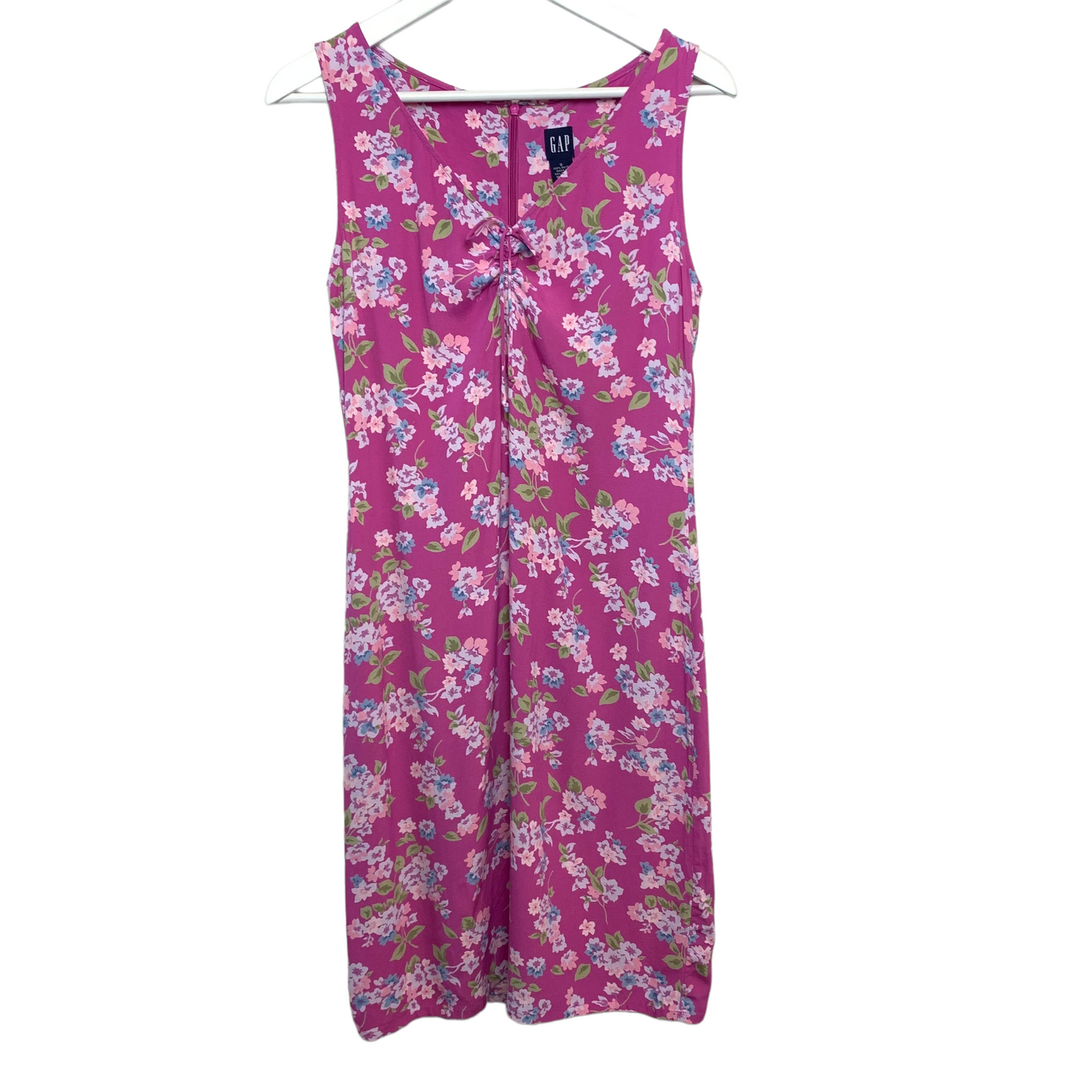 Y2K Gap Floral Midi Dress Pink Rayon Small
