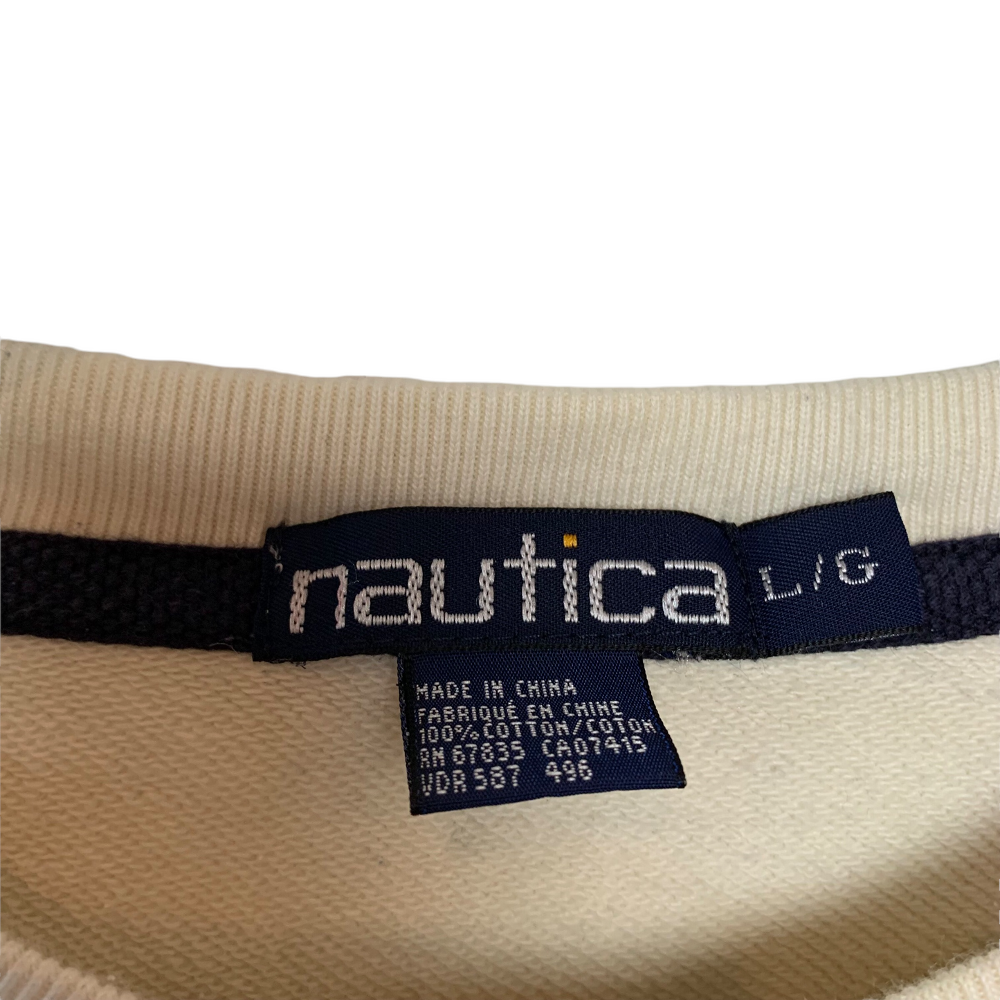 Vintage 90s Nautica Cream Cropped Sweatshirt Crewneck Large