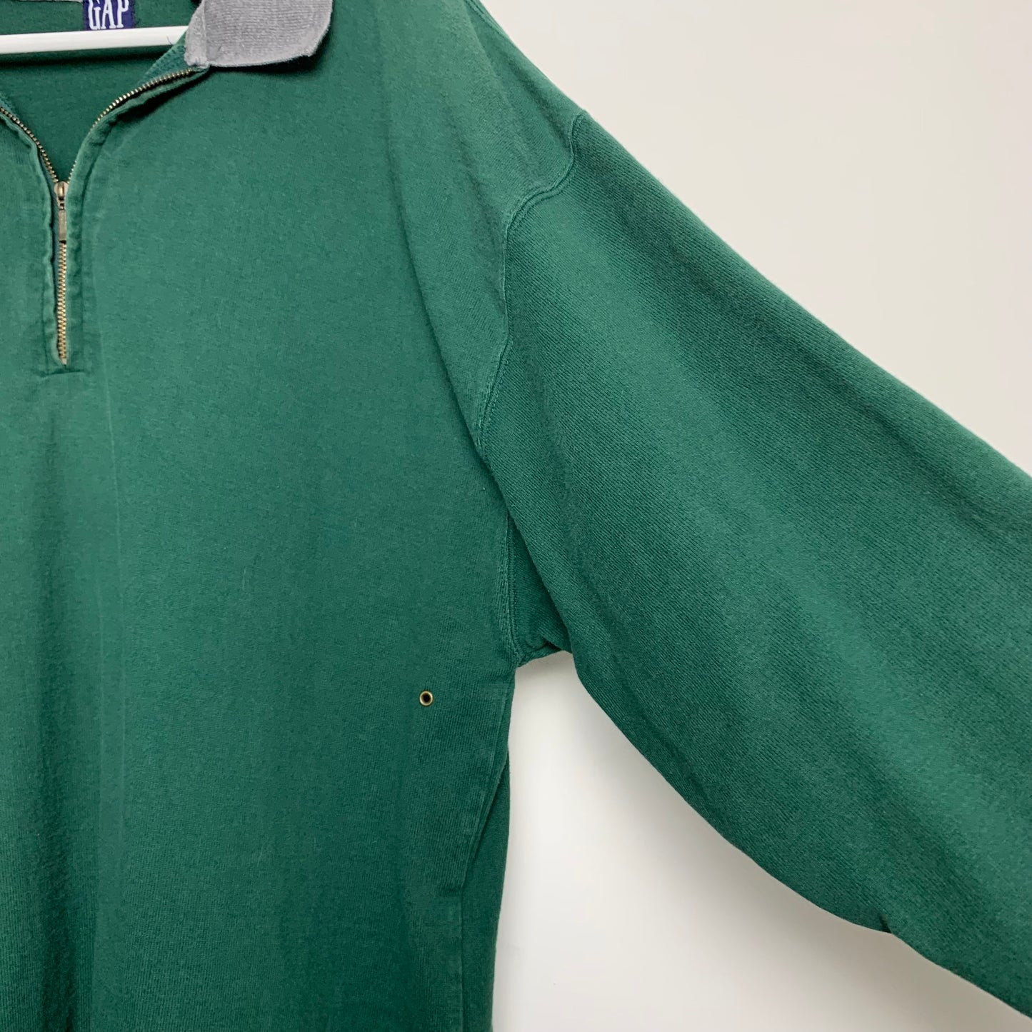 90s Gap Green Quarter Zip Pullover Rugby Cotton Size Large