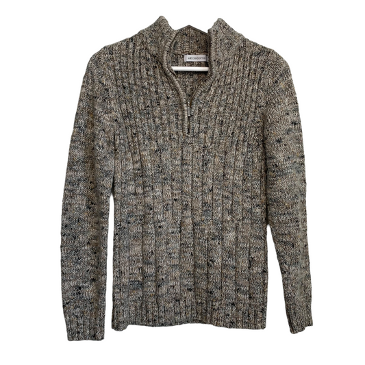 90s Liz Claiborne Neutral Ribbed Knit Chunky Sweater Pullover Half Zip Size Small