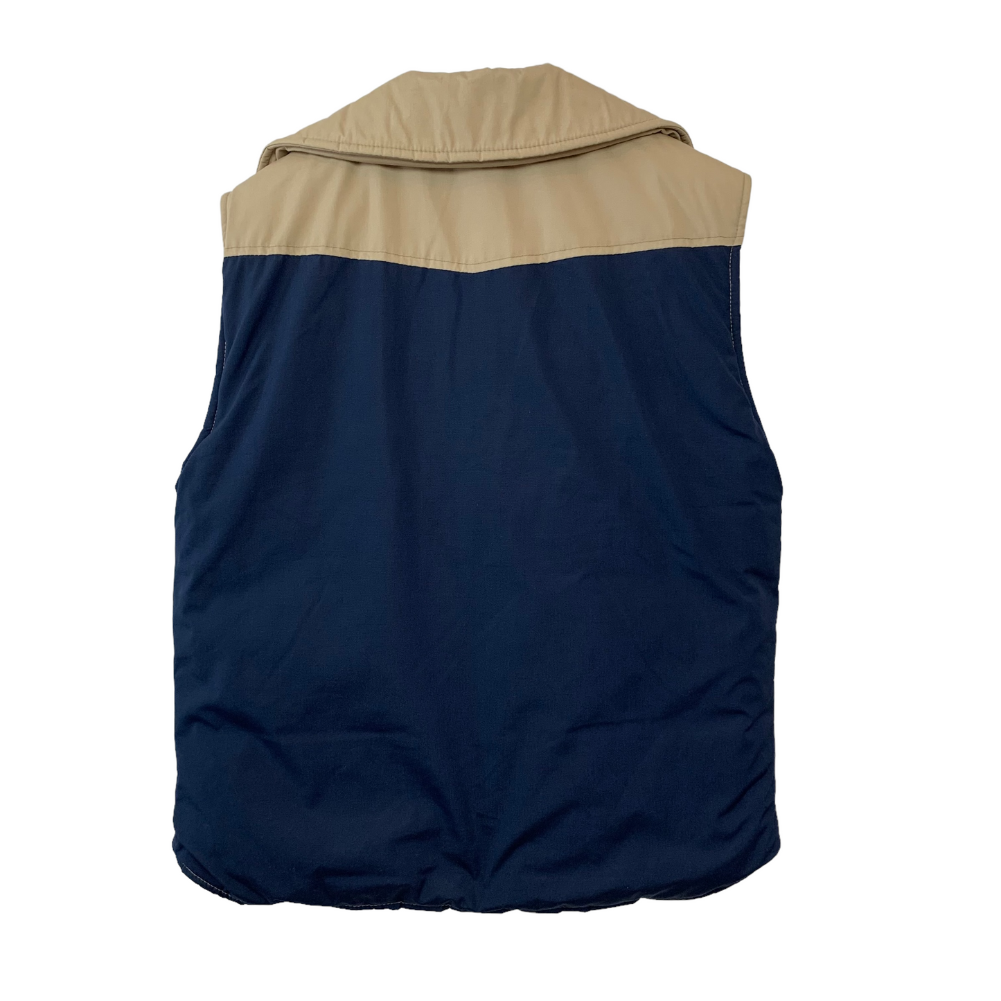Vintage 80s Eddie Bauer Puffy Vest Tan Navy Blue Medium