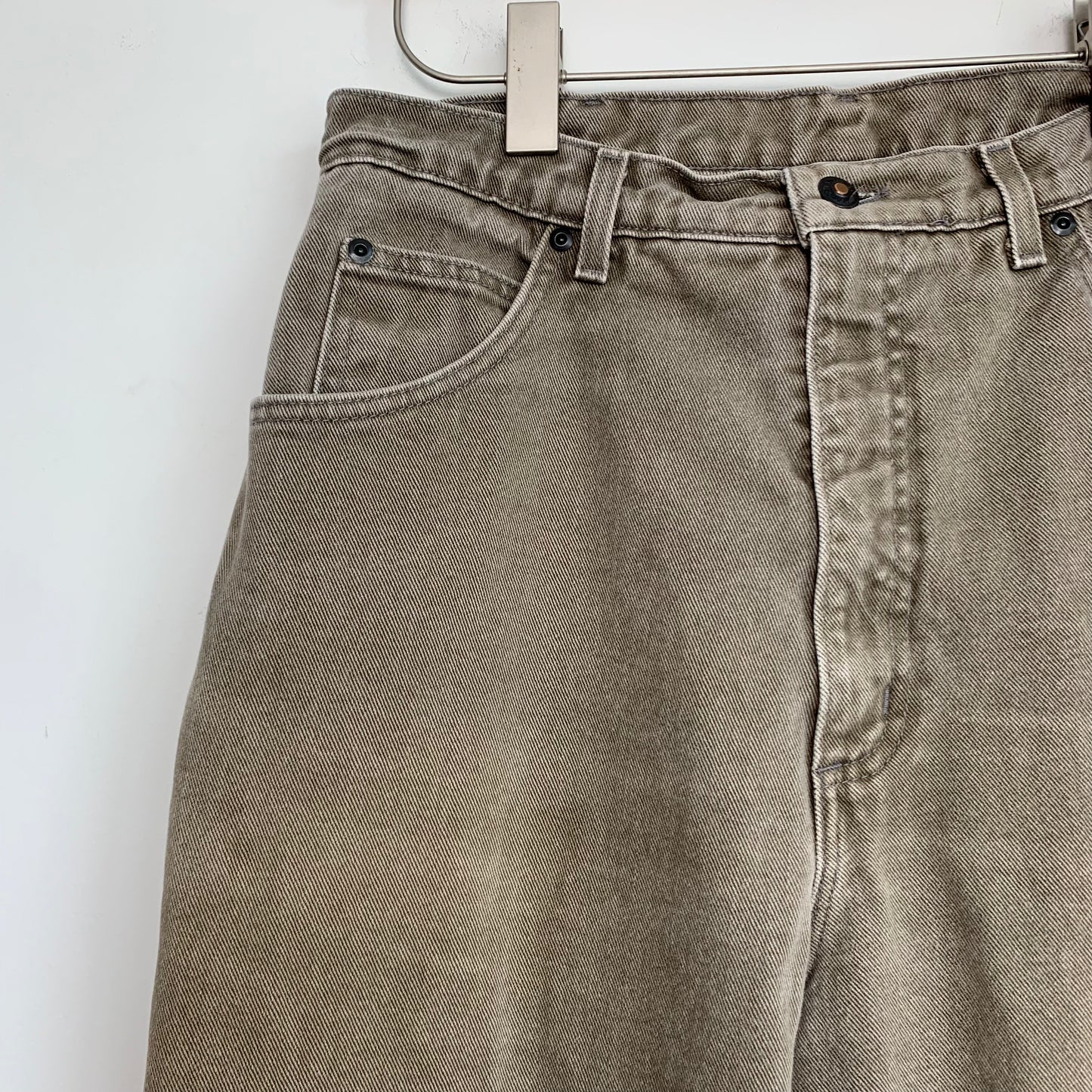 90s Lands' End Brown Denim High Rise Mom Jeans 14 Tall Cotton Made in the USA 32”