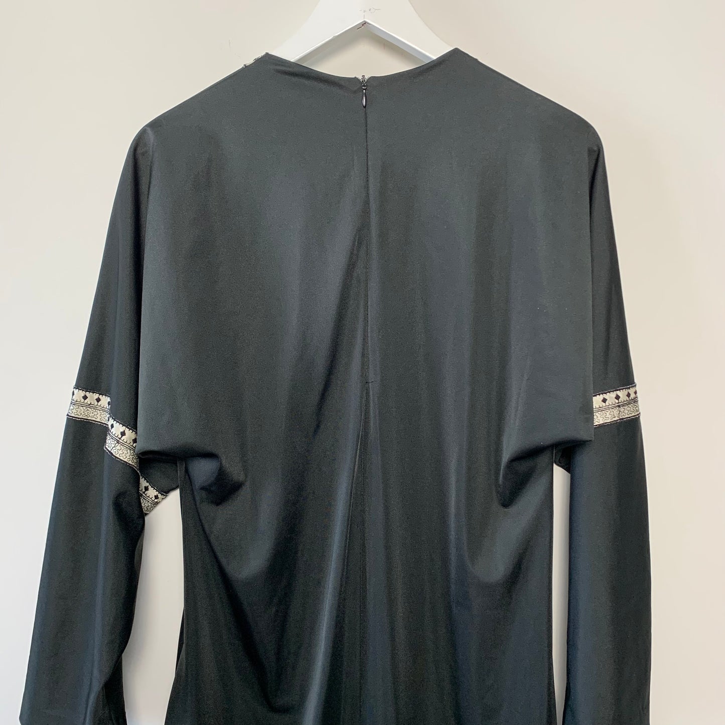 1970s Vanity Fair Black Kaftan Dress Maxi Made in the USA Small Caftan