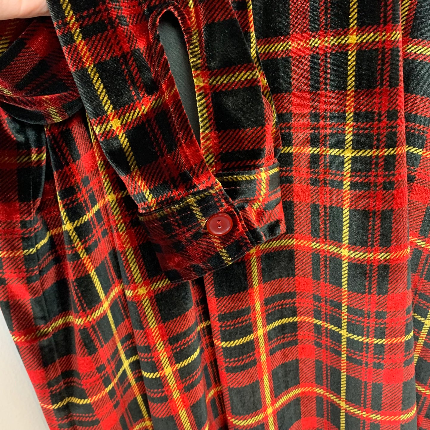 Vintage 90s Denim & Co Red Plaid Velvet Shirt Button Down Medium
