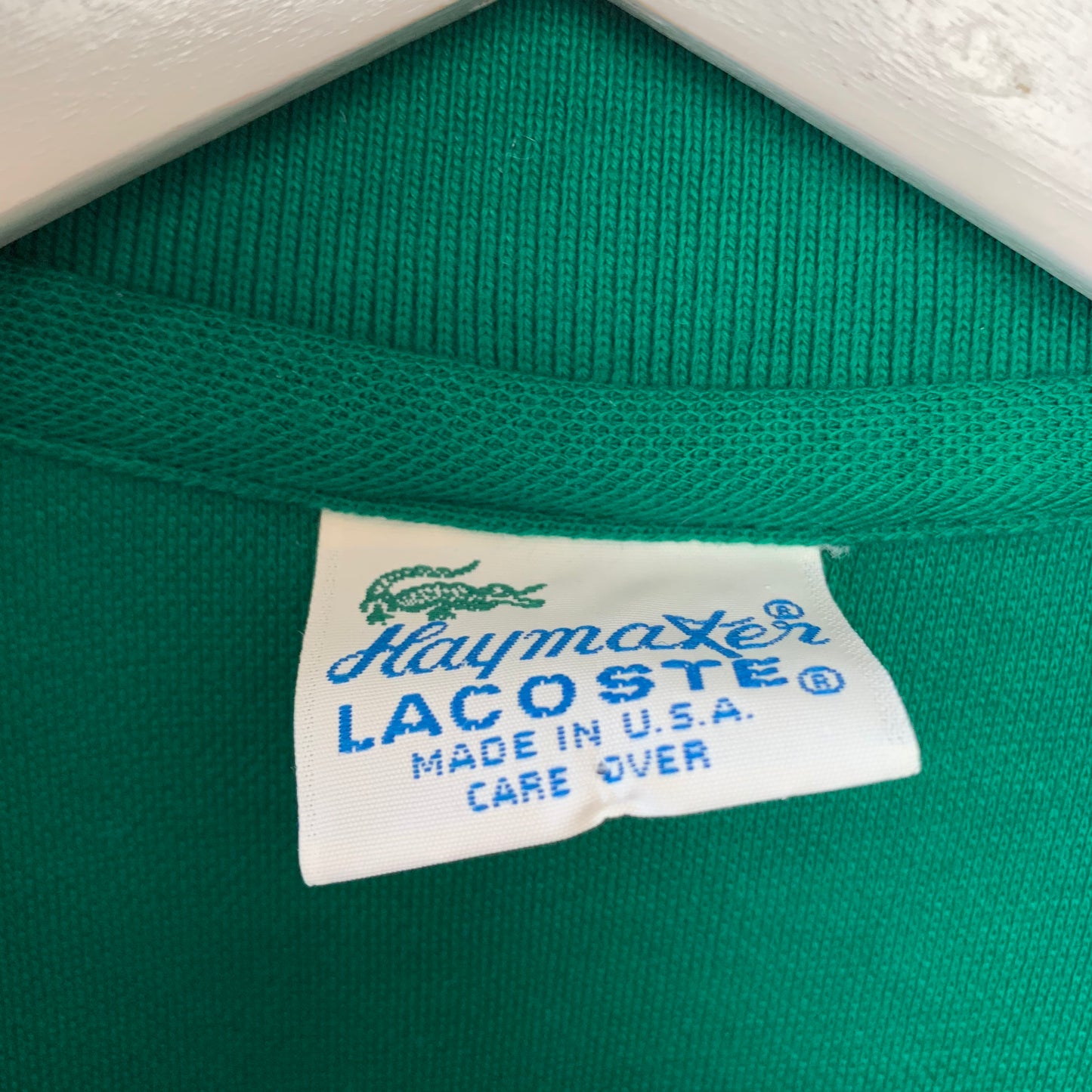 Vintage 1960s Haymaker Lacoste Kelly Green Long Sleeve Polo 38 Made in the USA