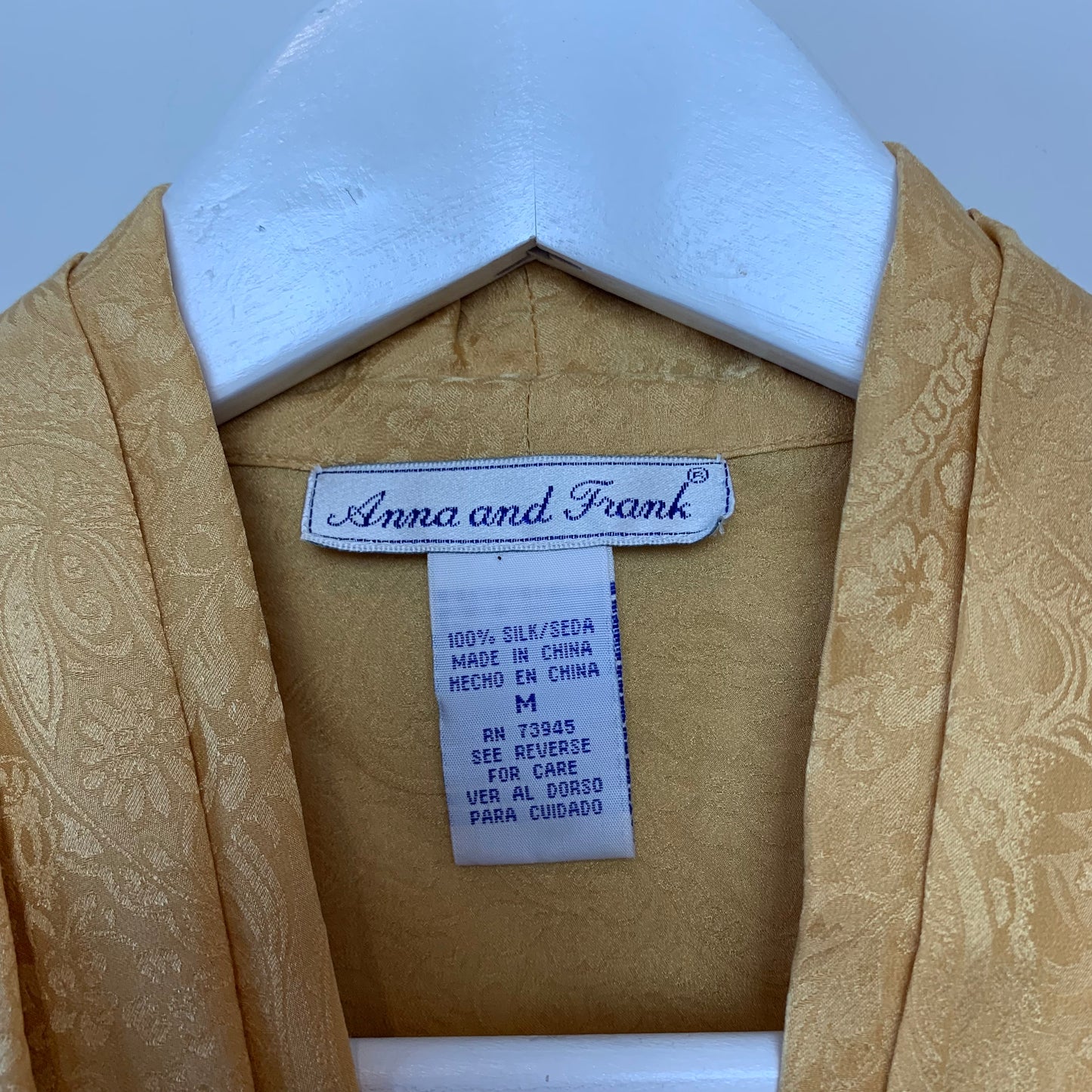 Vintage 80s Anna and Frank Silk Blouse Gold Medium