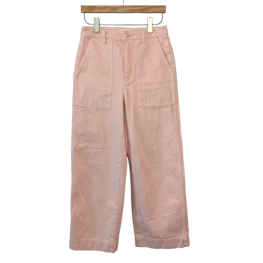 Alex Mill Patrick Cropped High Rise Wide Leg Pants Pink 6