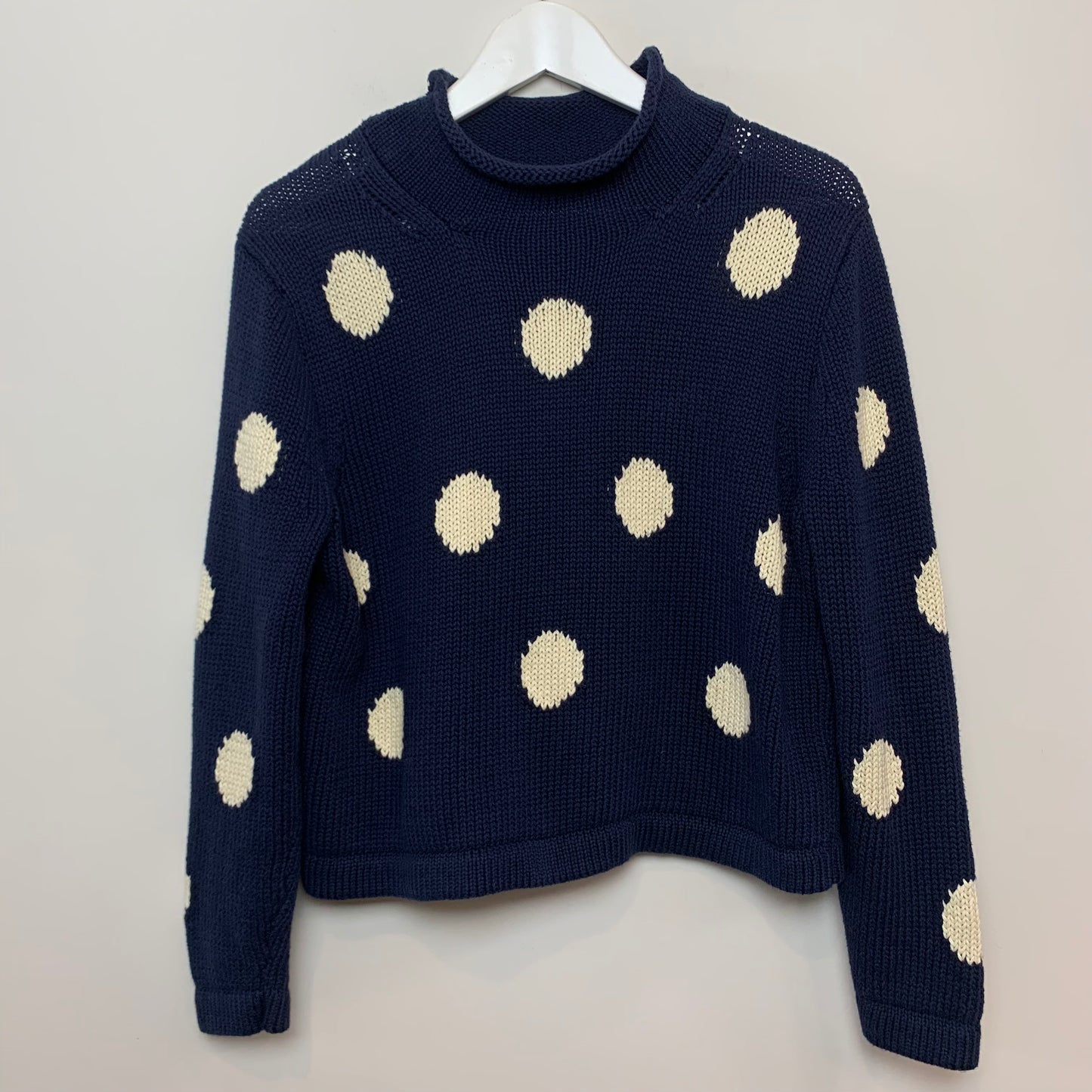 Retro J. Crew Always Polka Dot Cropped Sweater Rollneck Cotton Medium
