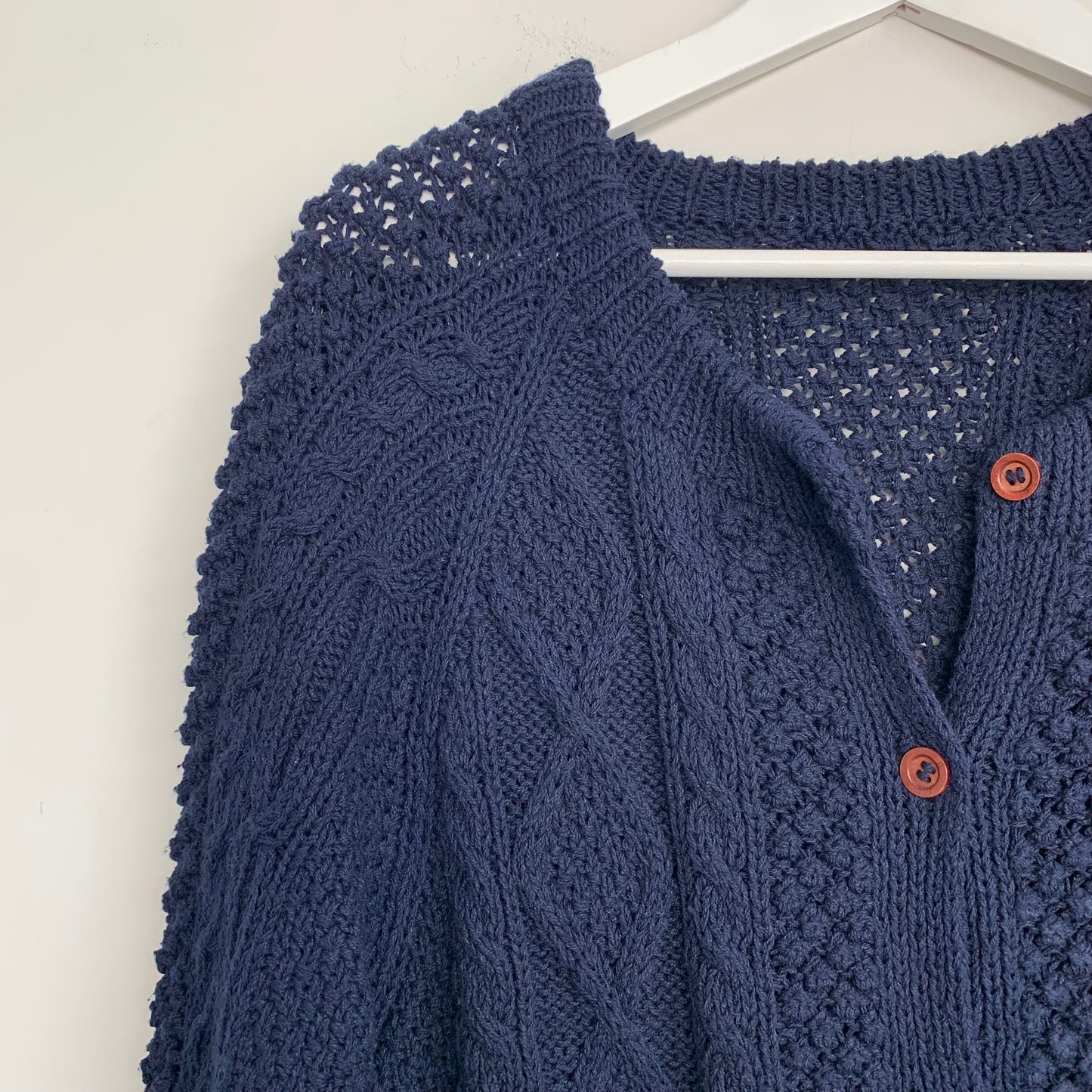 Navy Blue Chunky Knit Cardigan Sweater