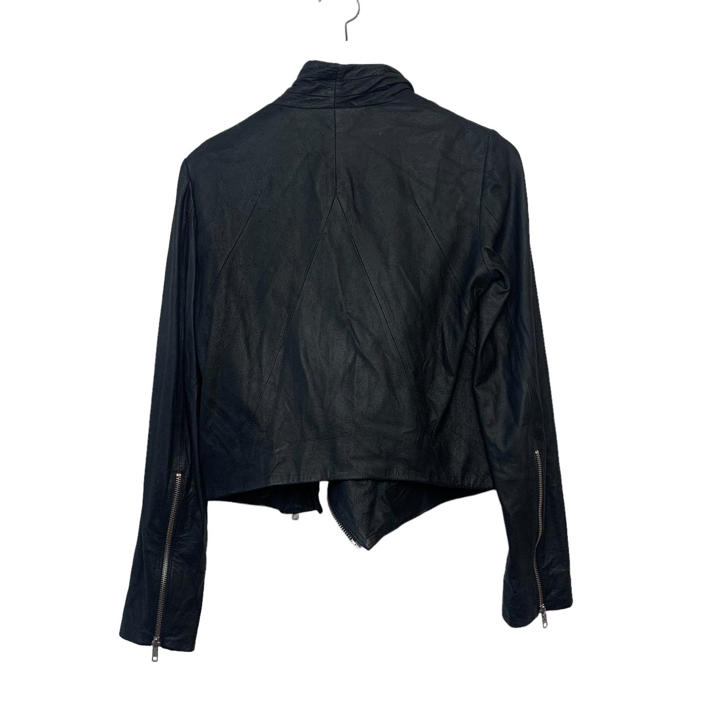 Helmut Lang Black Lamb Leather Biker Jacket Moto Zip Front Small