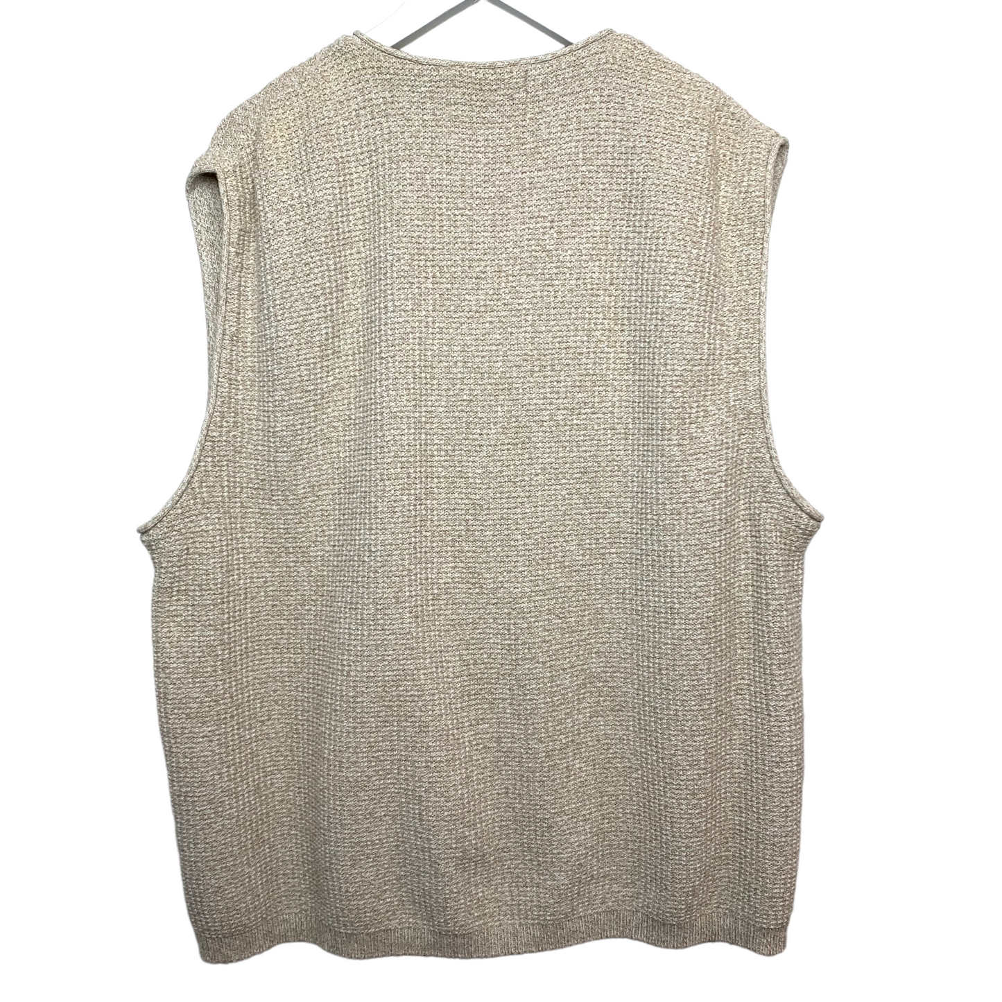 Vintage Eddie Bauer Oatmeal Sweater Vest Made in the USA Cotton Knit Large