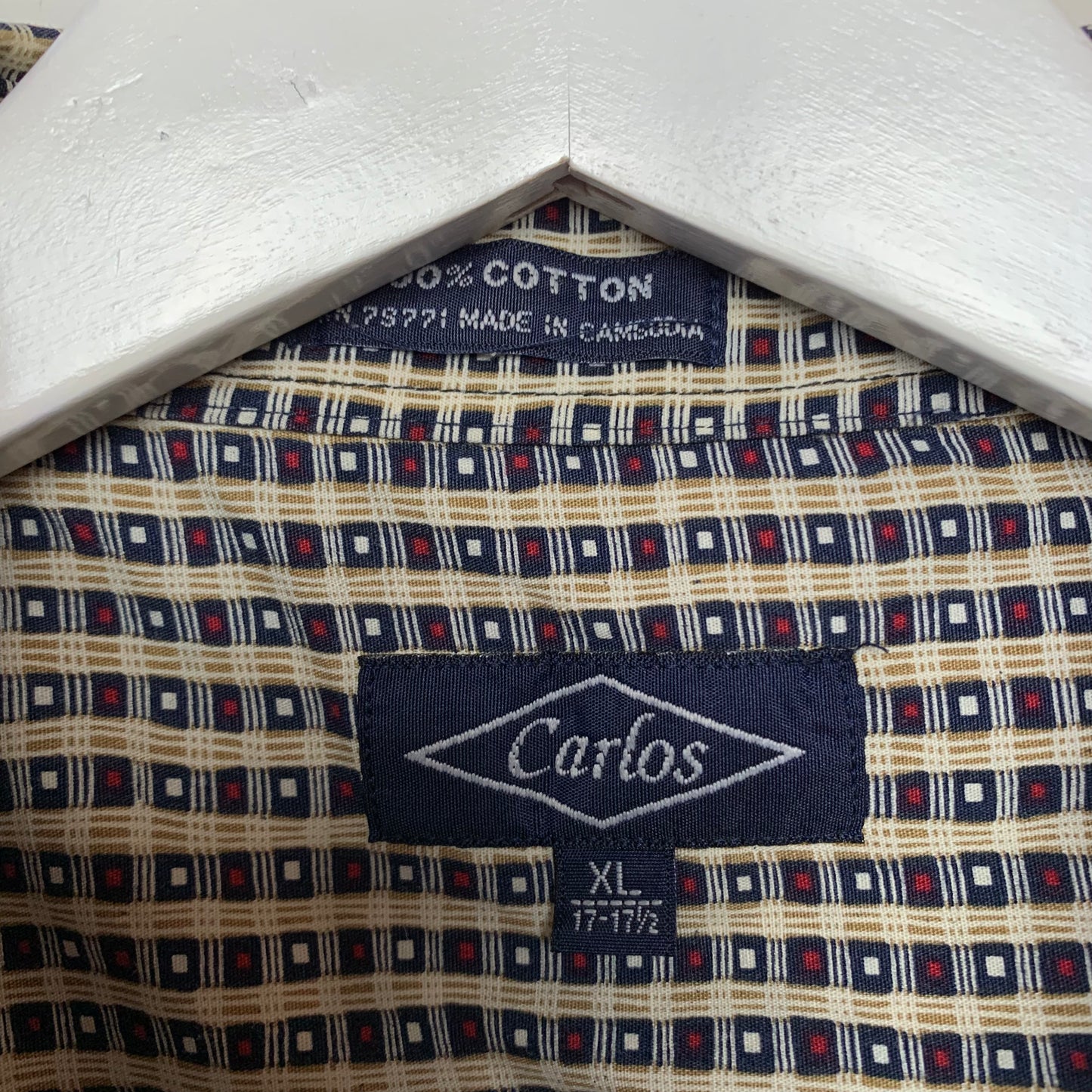 Vintage 90s Carlos Short Sleeve Button Down Collared Shirt Cotton XL