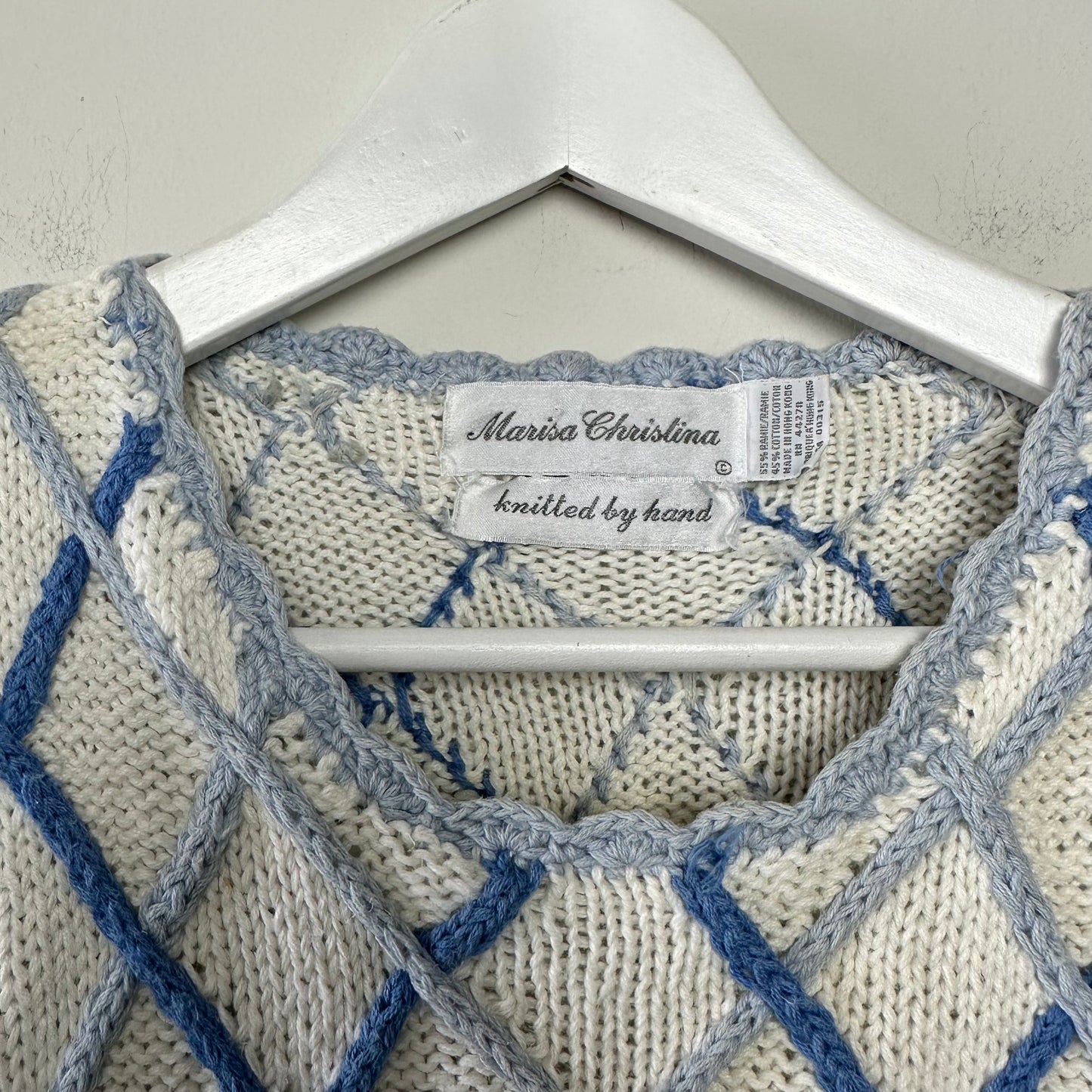 Vintage Marisa Christina Sweater Top Knitted by Hand Floral