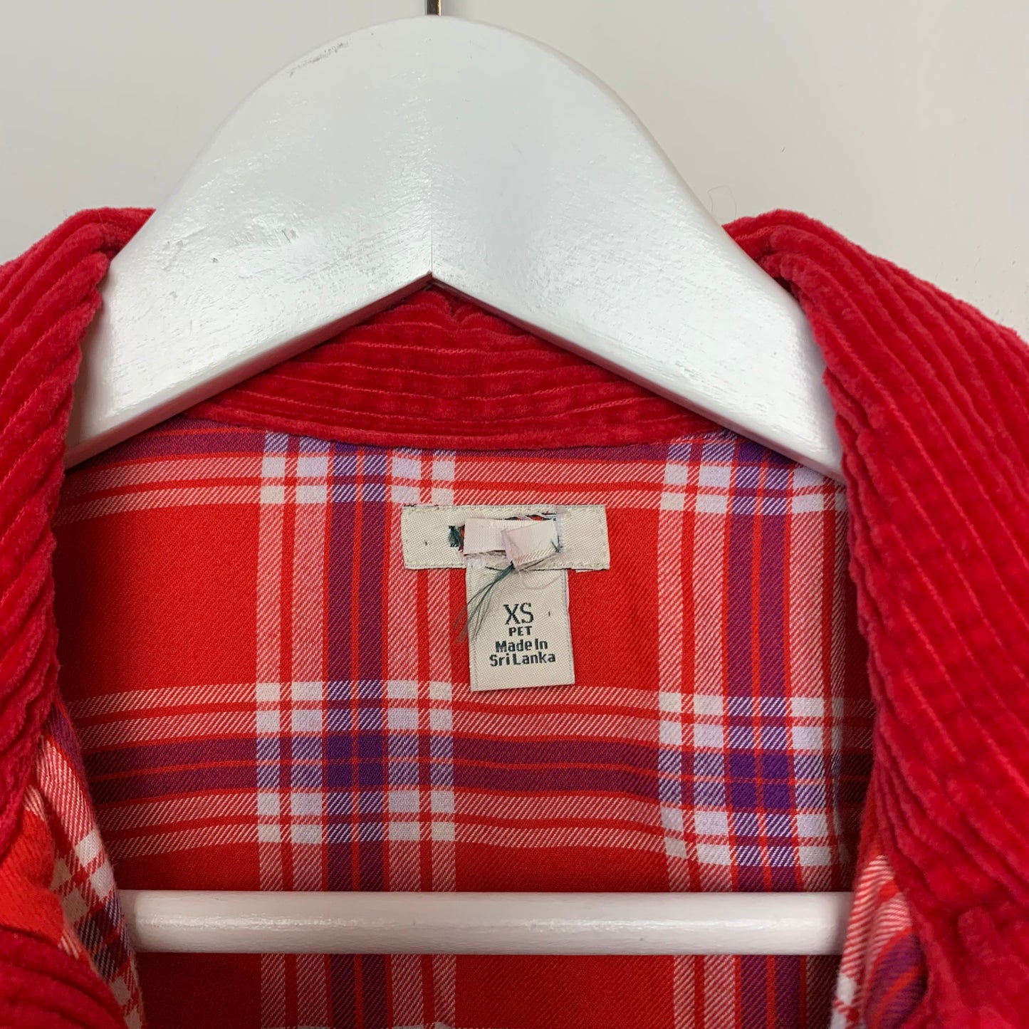 L.L. Bean Red Corduroy Shacket Flannel Lining Wide While Shirt Jacket SP