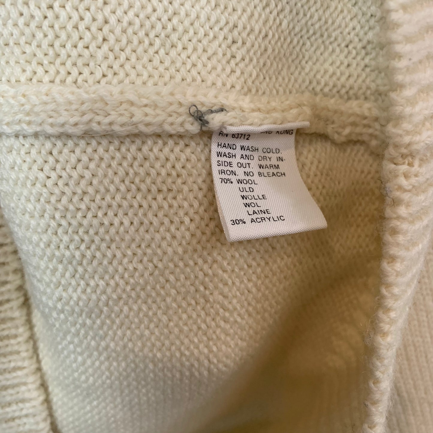 Vintage In Wear Mock Neck Pullover Sweater Cream and Black Medium Knit