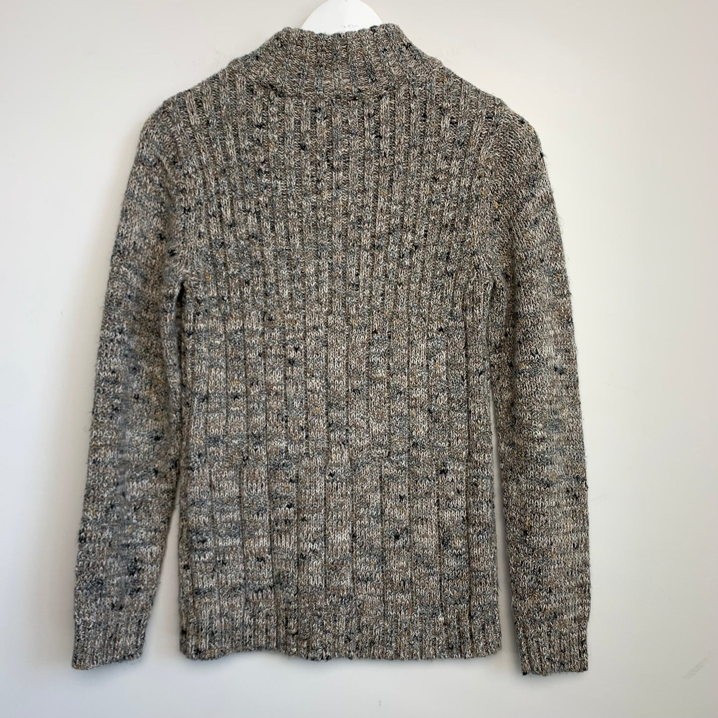 90s Liz Claiborne Neutral Ribbed Knit Chunky Sweater Pullover Half Zip Size Small