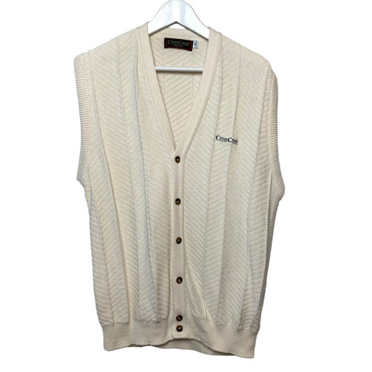 Vintage 90s Cross Creek Sweater Vest Cream Knit Made in the USA Medium