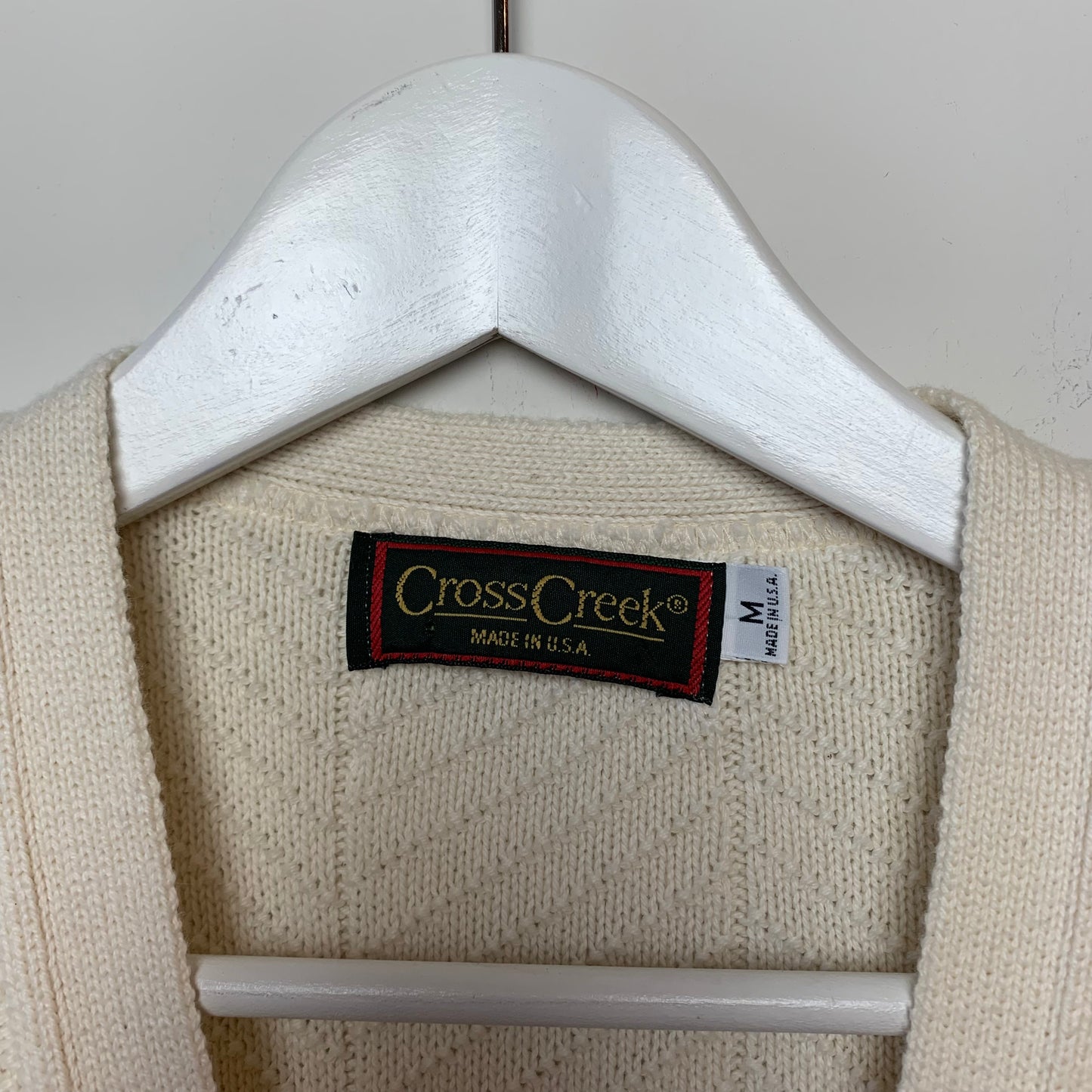 Vintage 90s Cross Creek Sweater Vest Cream Knit Made in the USA Medium