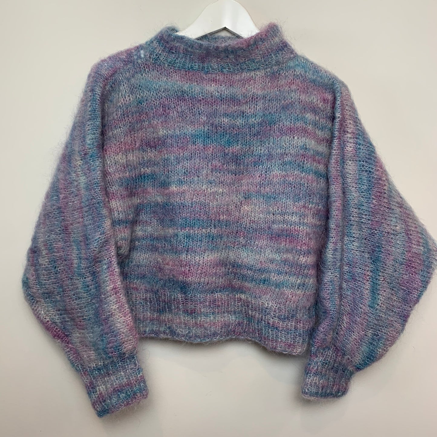 Vintage Hand knit Space Dyed Cropped Mock Neck Sweater Small