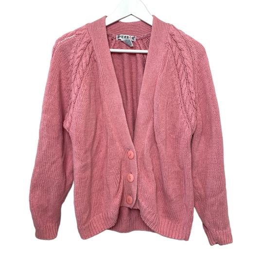 Vintage Averroe Chunky Knit Pink Cardigan Sweater Small