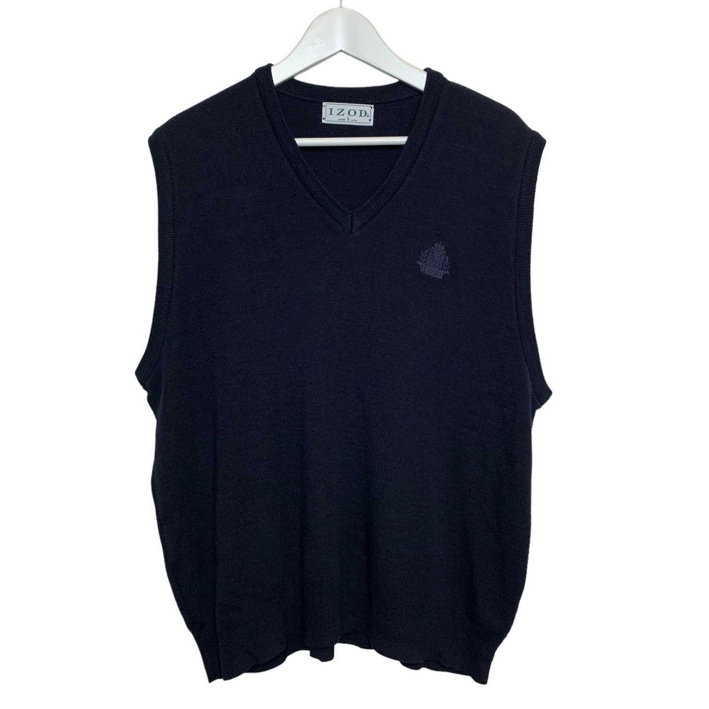 Vintage 90s Izod Navy Blue Sweater Vest Made in the USA Lrge
