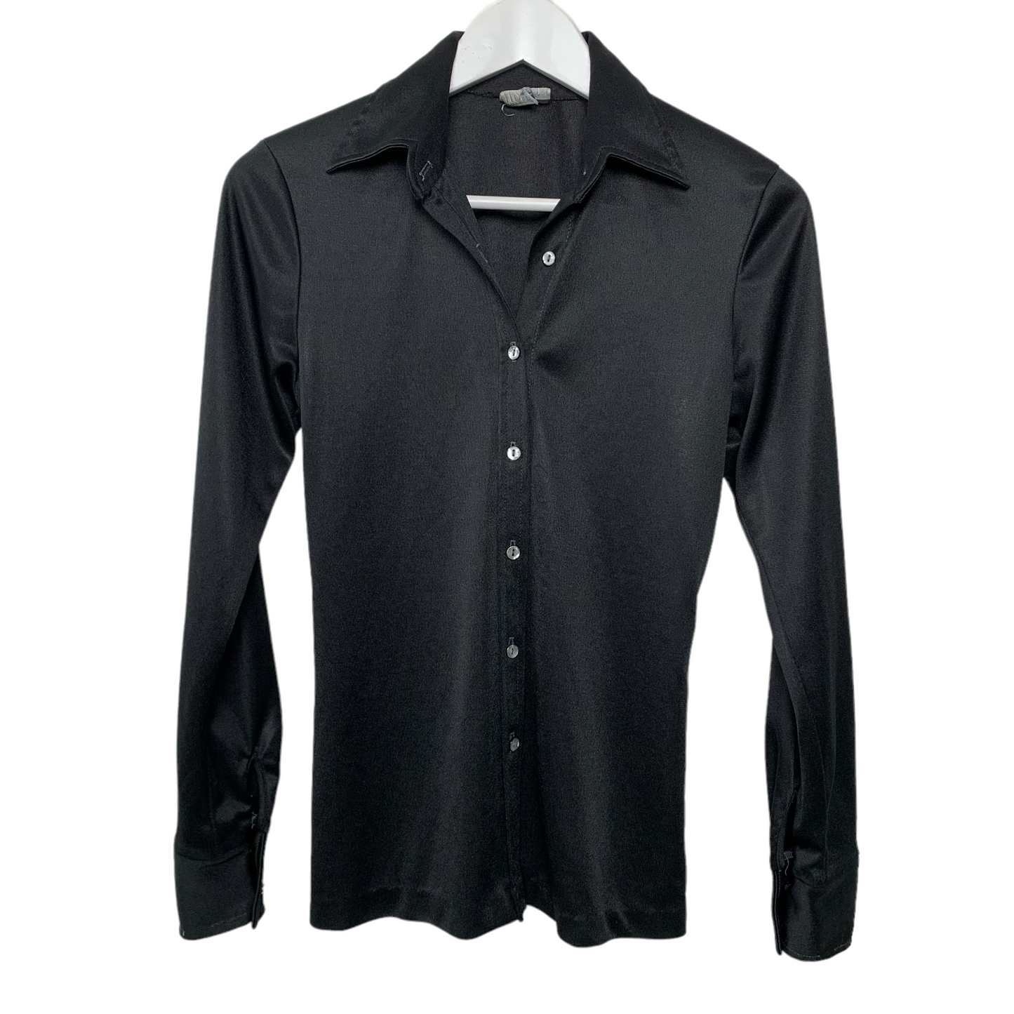 Vintage Black Button Down Collared Shirt Small
