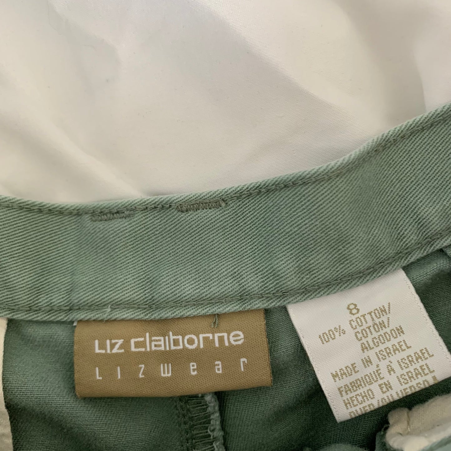 90s Liz Claiborne Green High Rise Trouser Shorts Pleated Front Cotton 26”