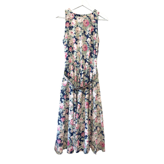 Vintage 1980s Jessica Howard Floral Midi Dress with Belt 10